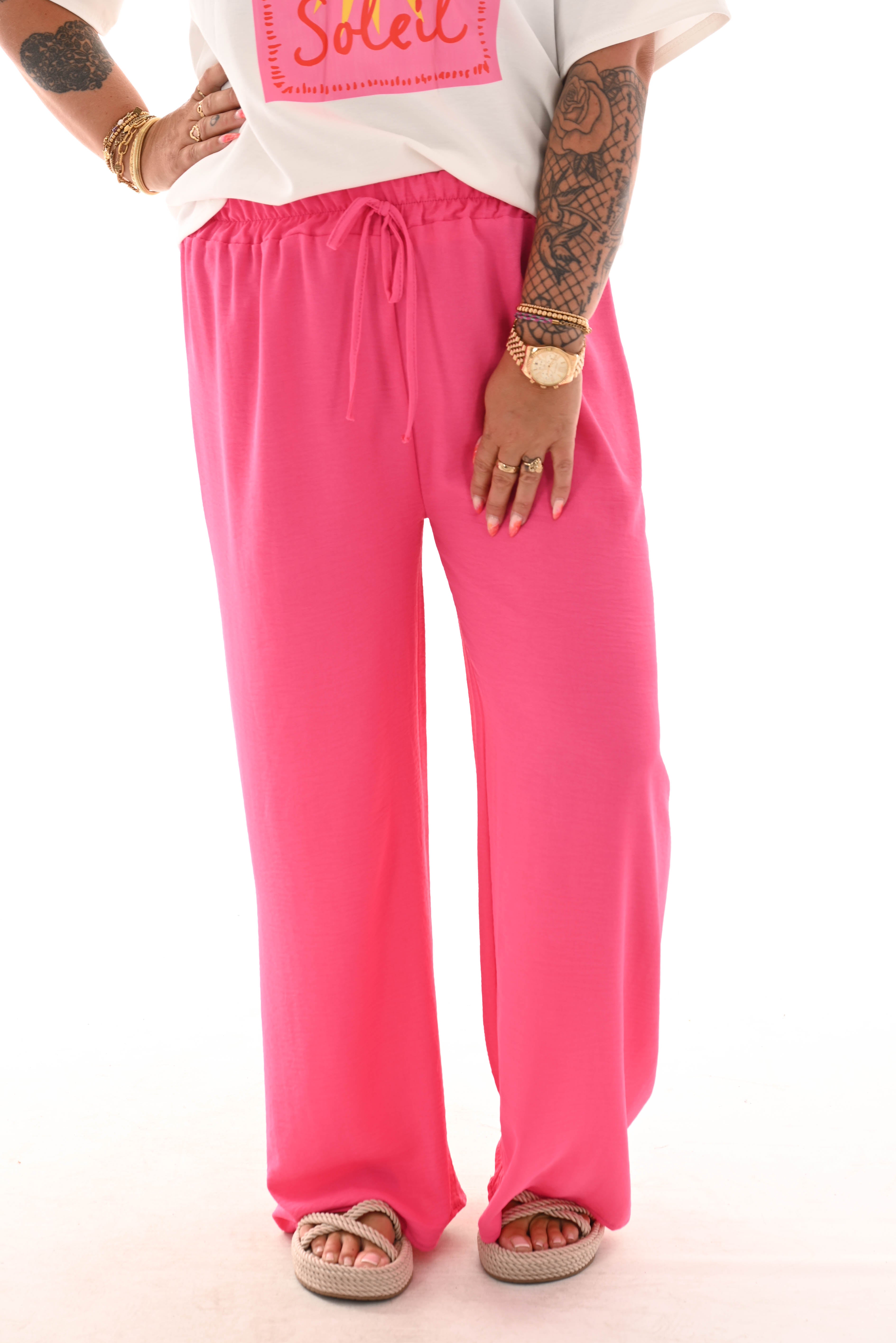 Wijde broek uni fuchsia