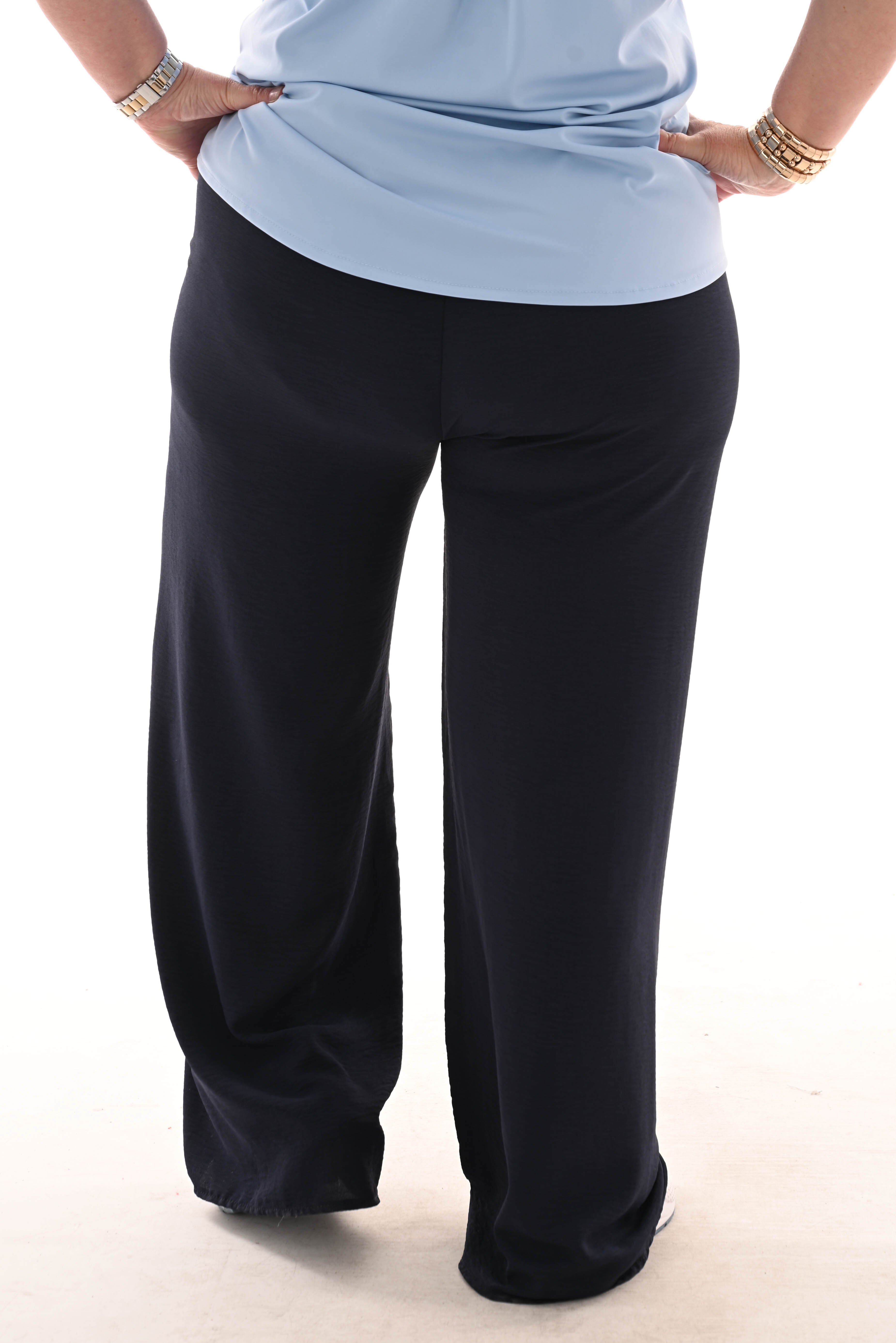 Wijde broek uni marineblauw
