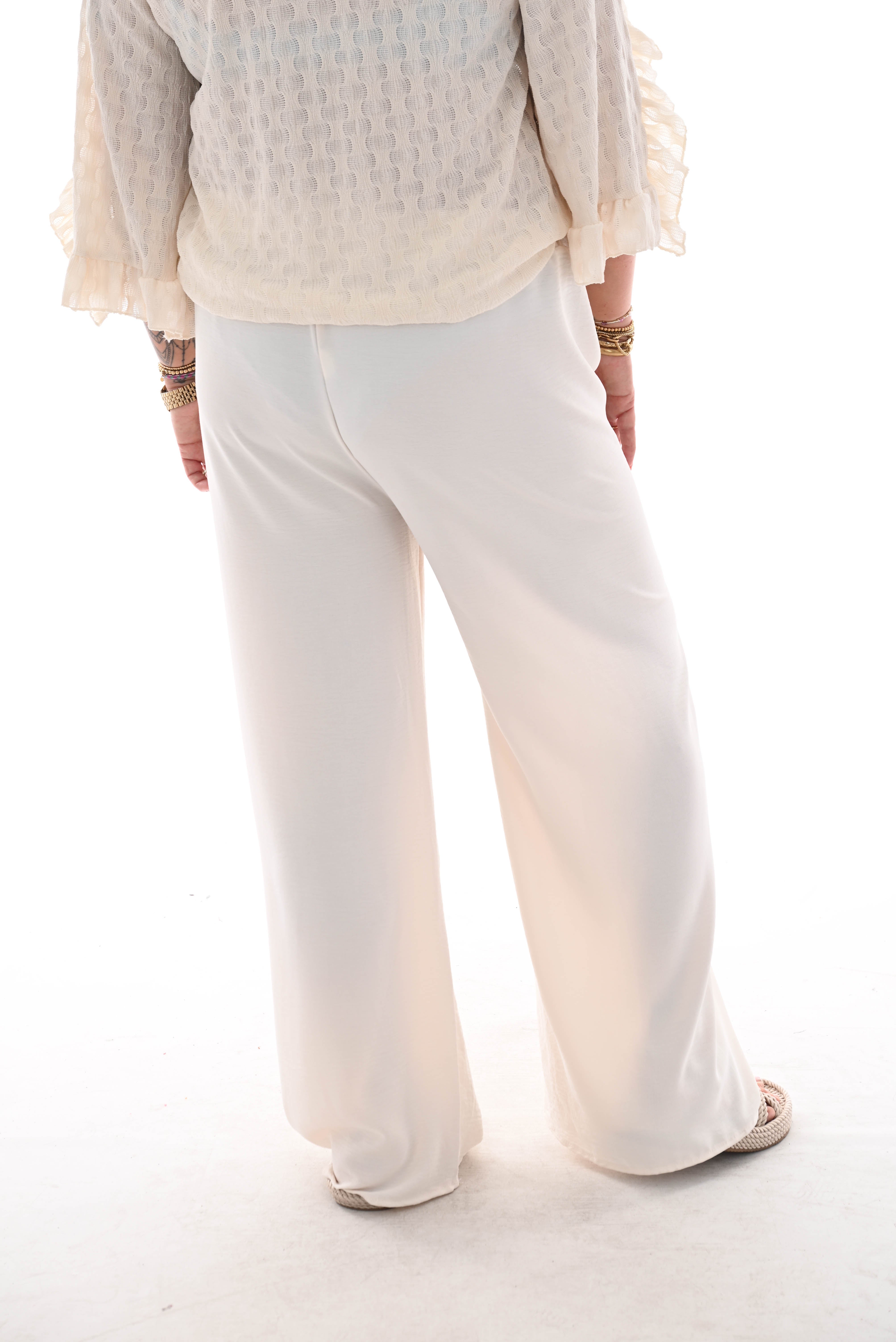 Wijde broek uni creme