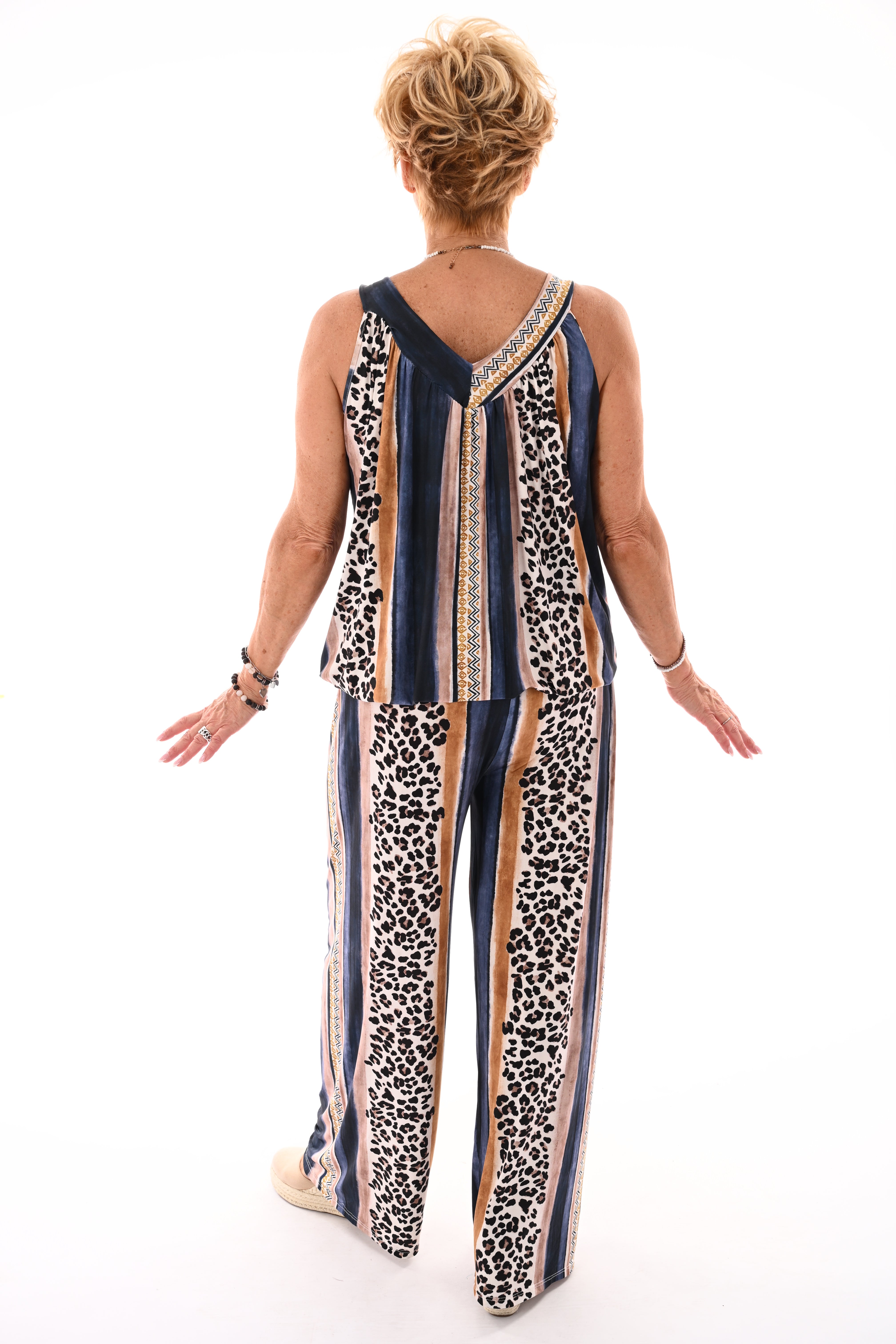 Tweedelig set ballontop panterprint marineblauw