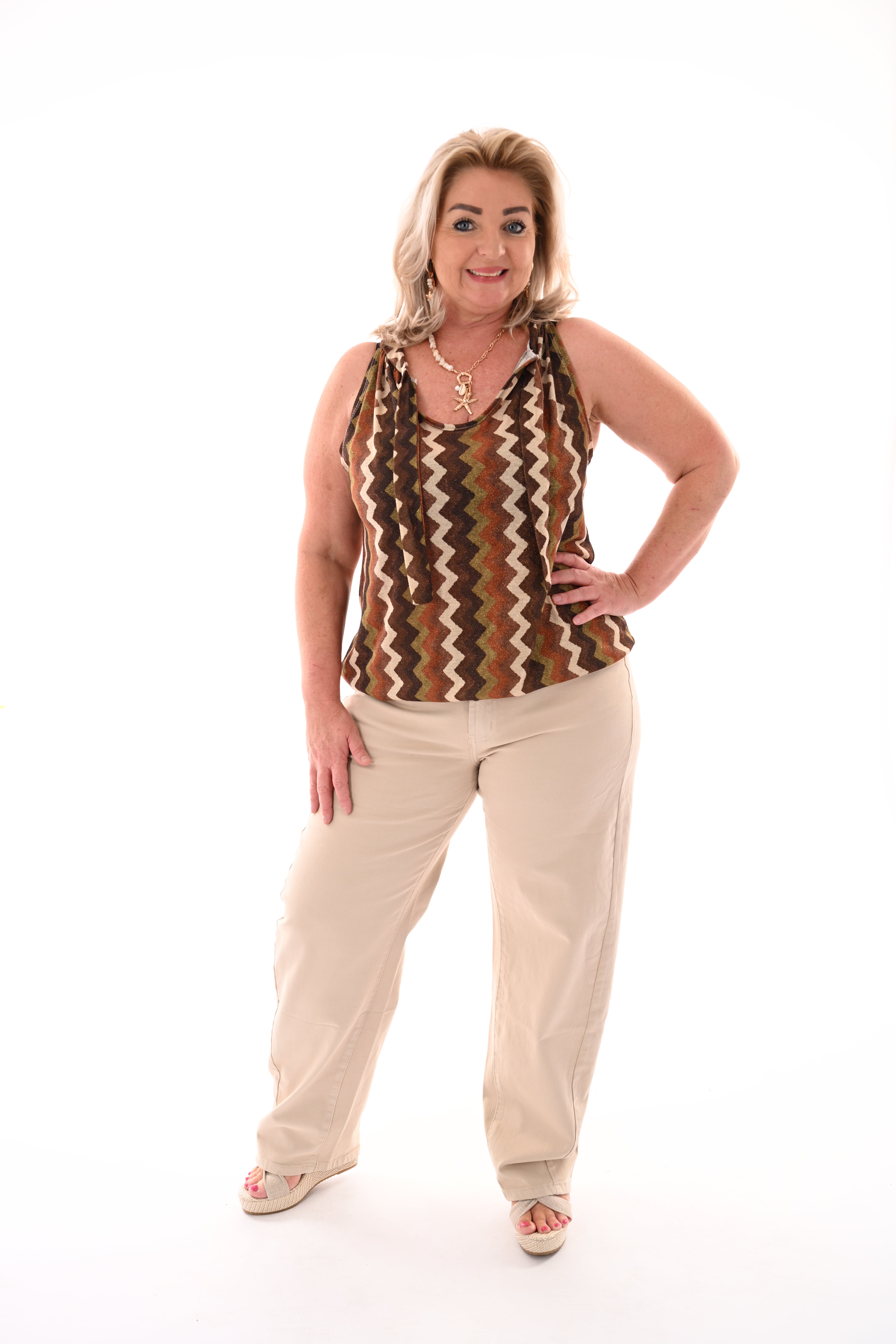 Halter top zigzag glitters bruin