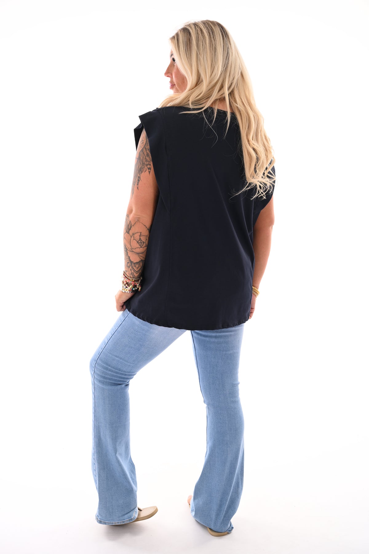 Top kapmouwen studs marineblauw