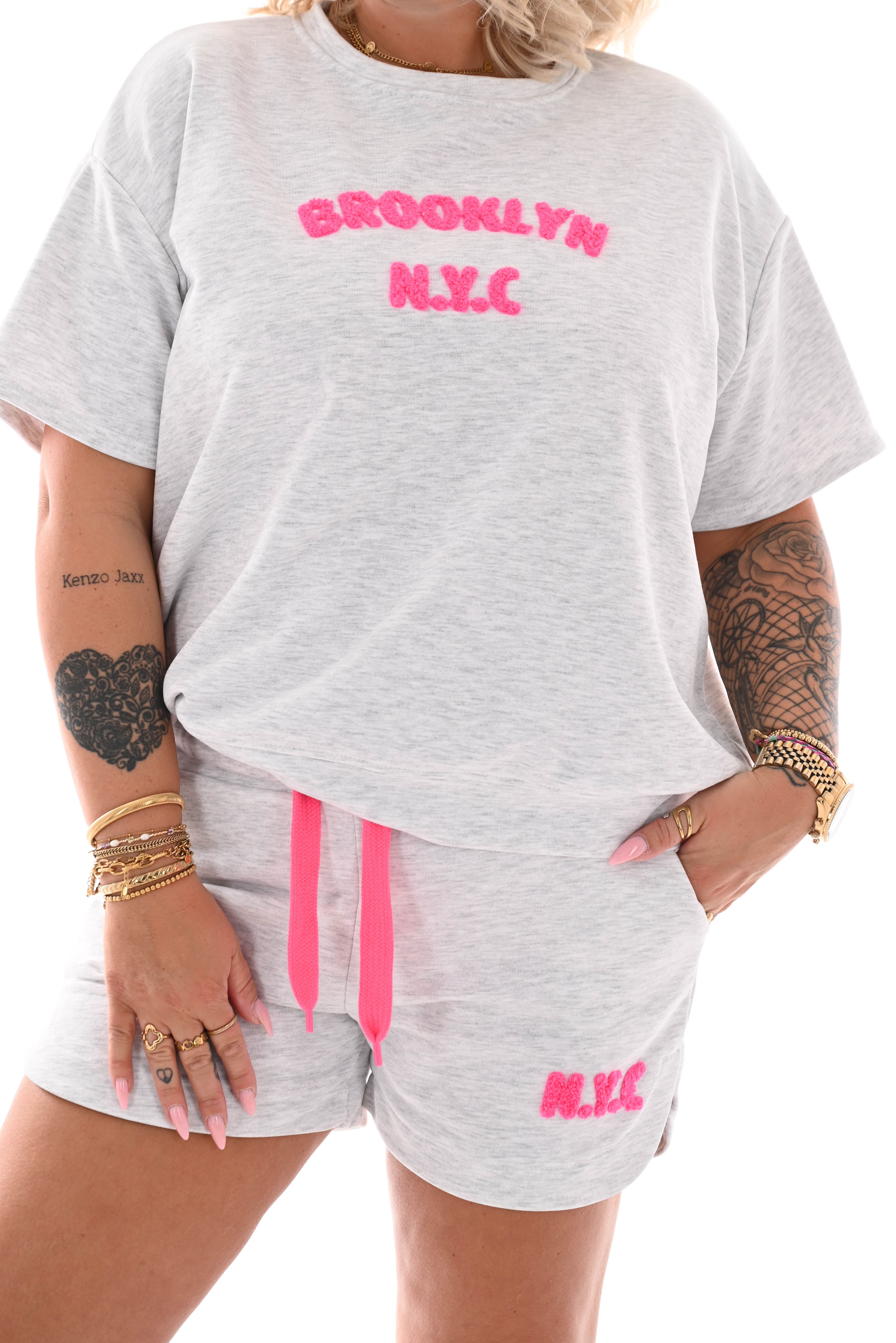 Twin set short Brooklyn lichtgrijs