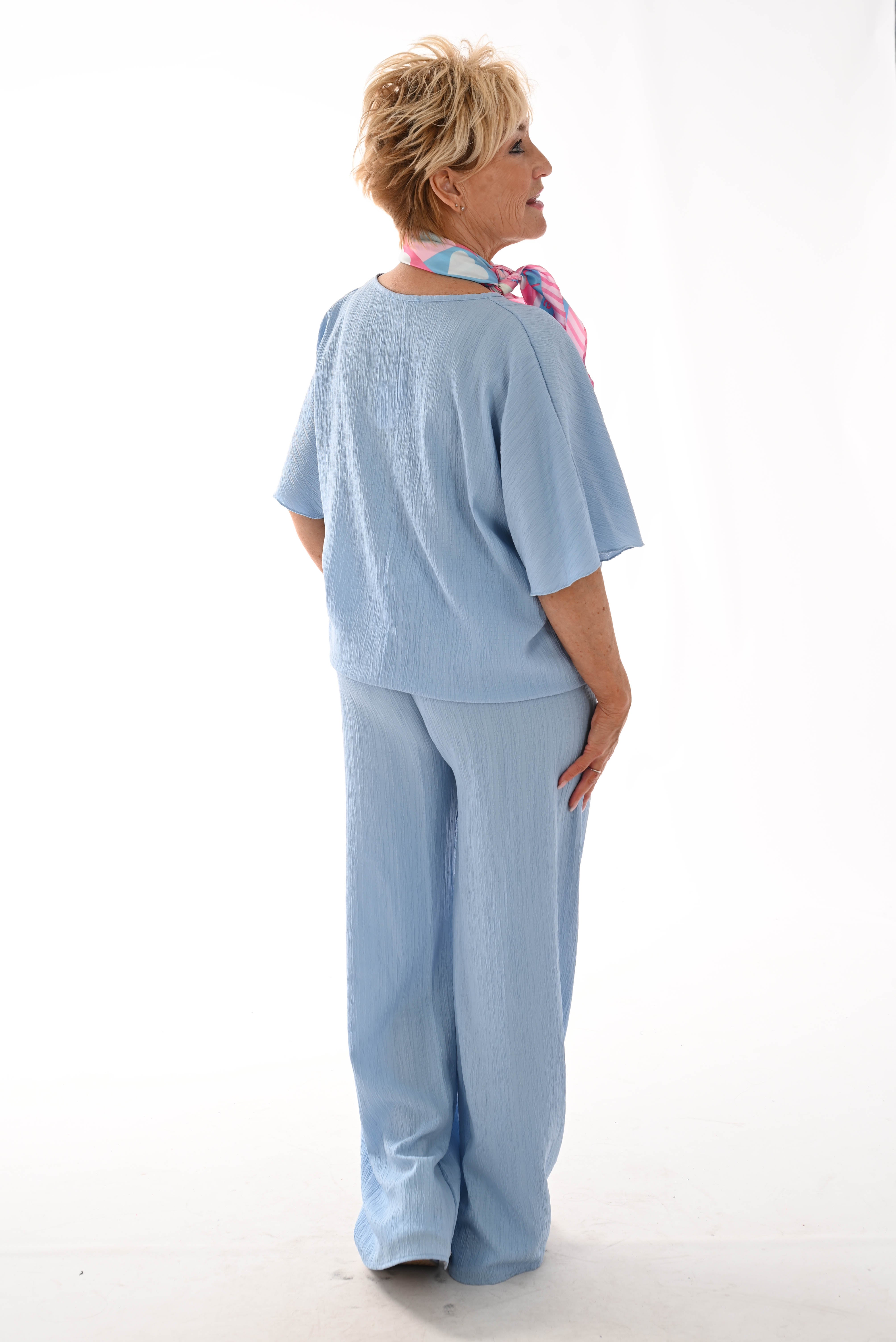 Tweedelig set knoopdetail blauw