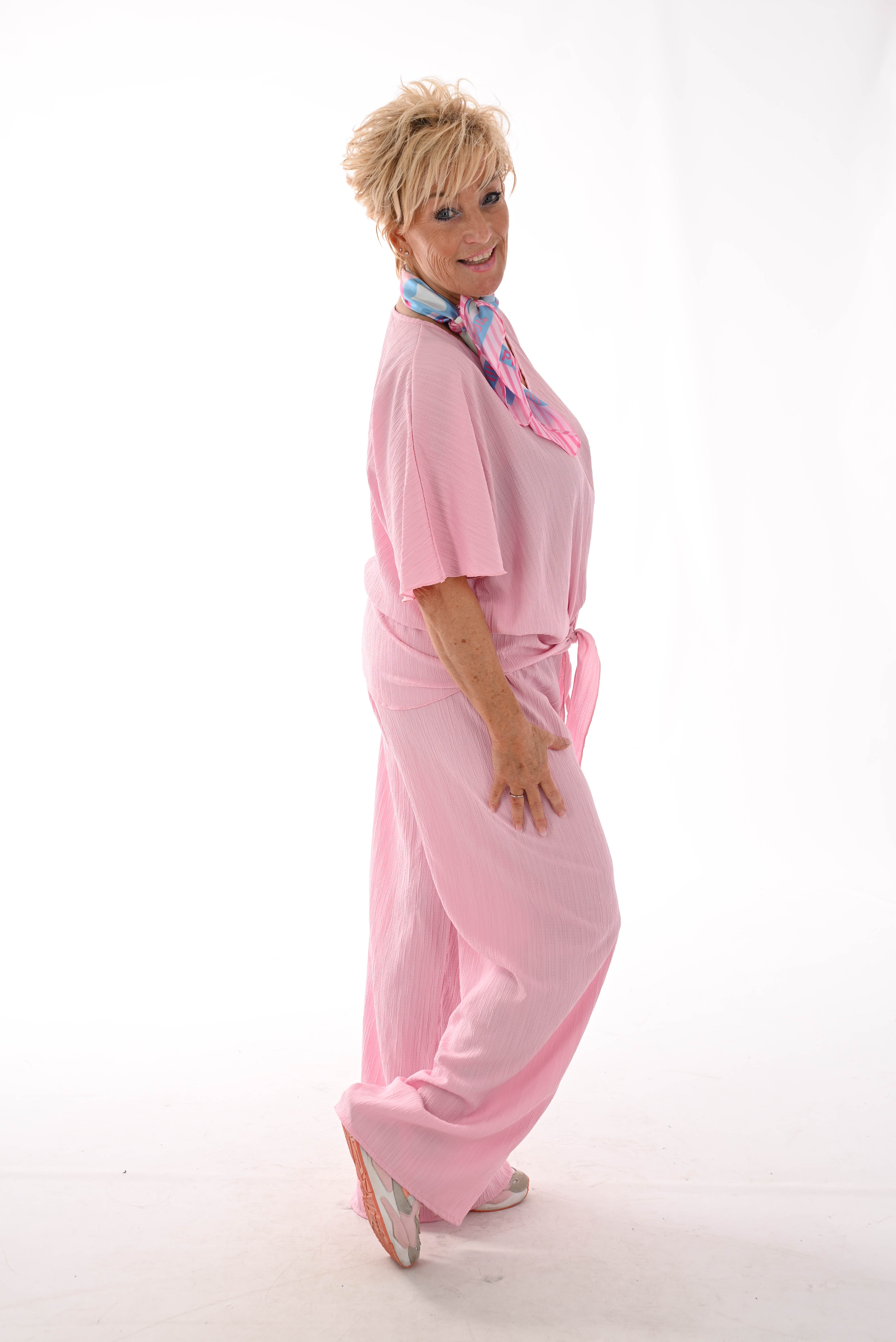 Tweedelig set knoopdetail roze