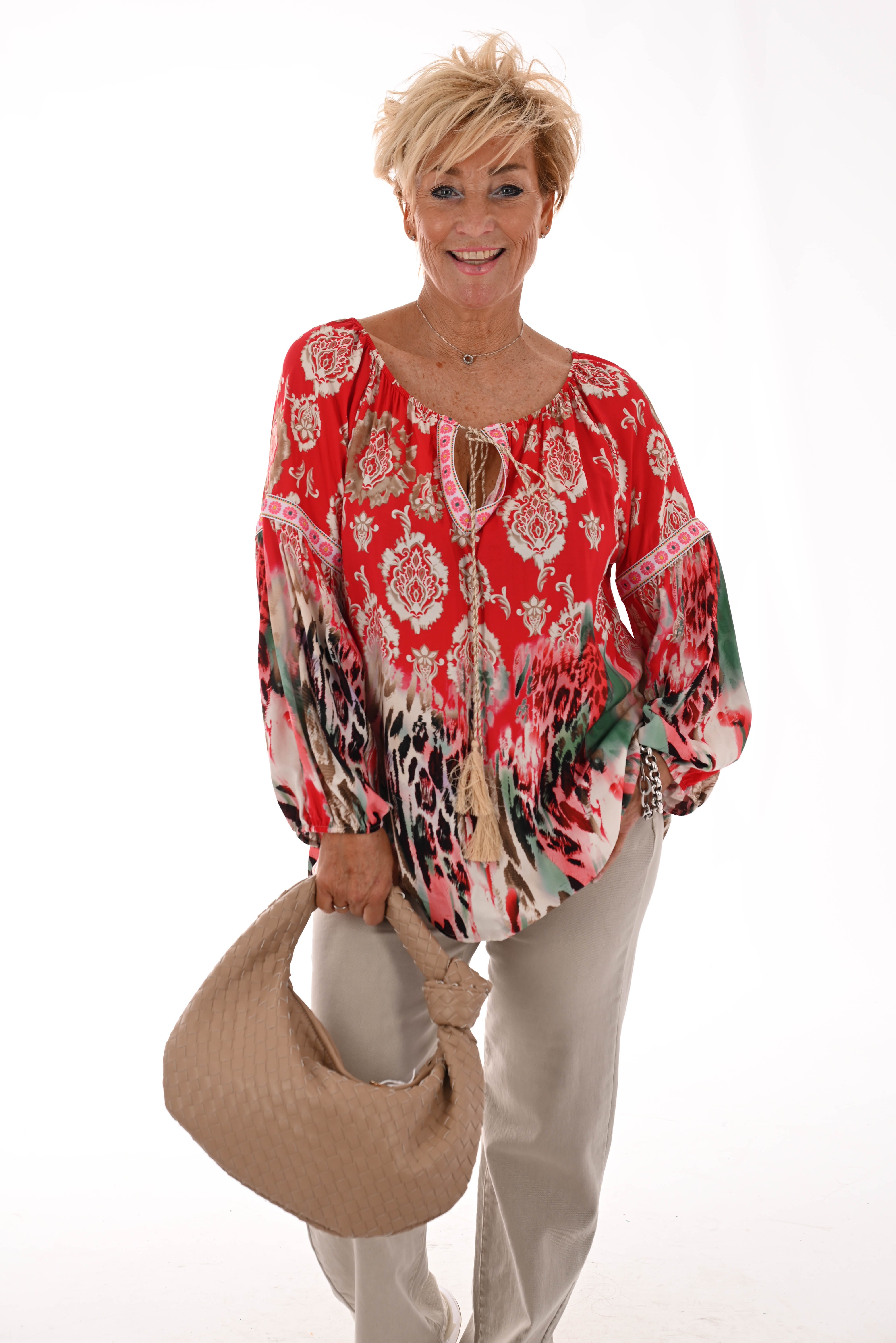 Gevlochten handtas beige