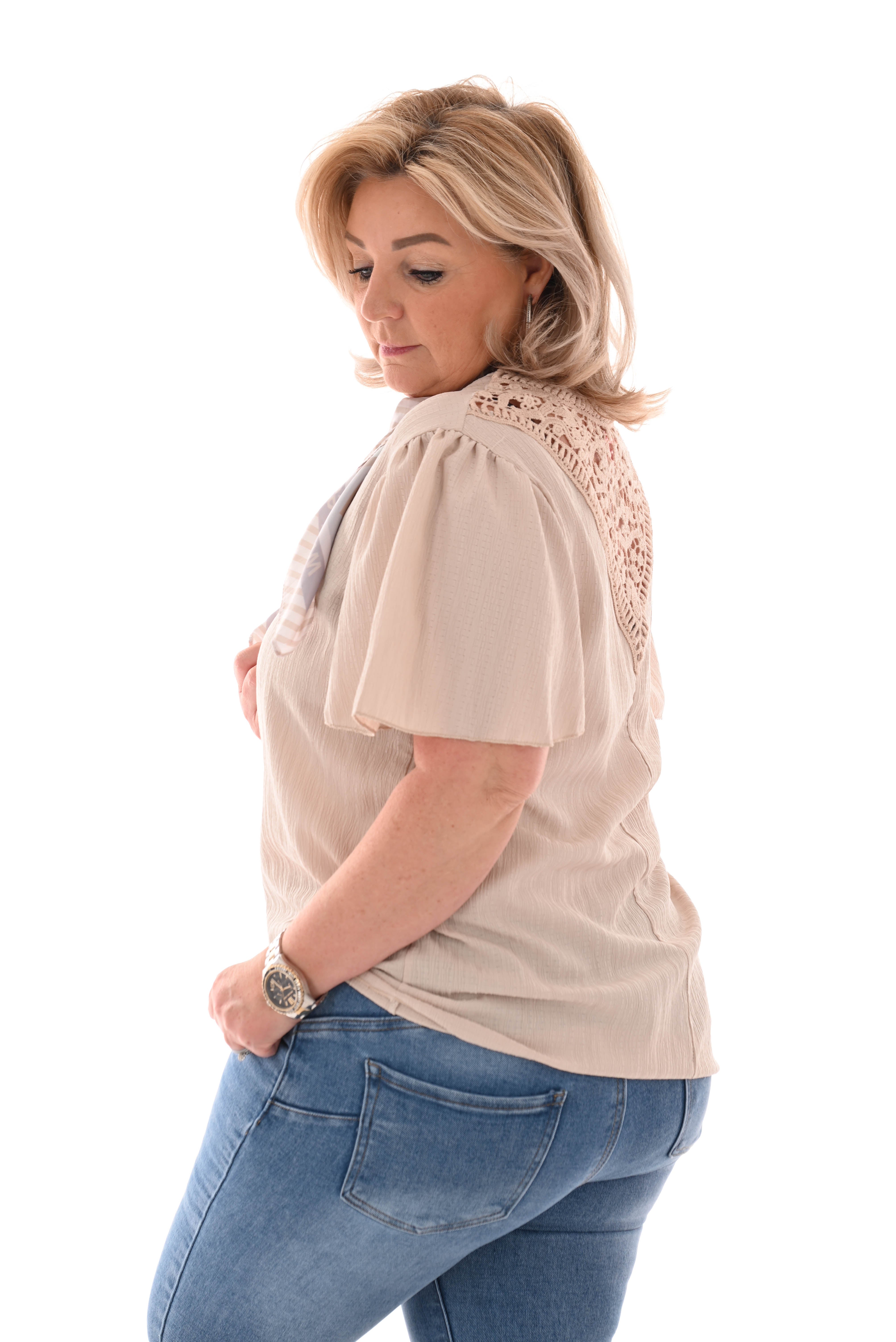 Top kanten rug beige