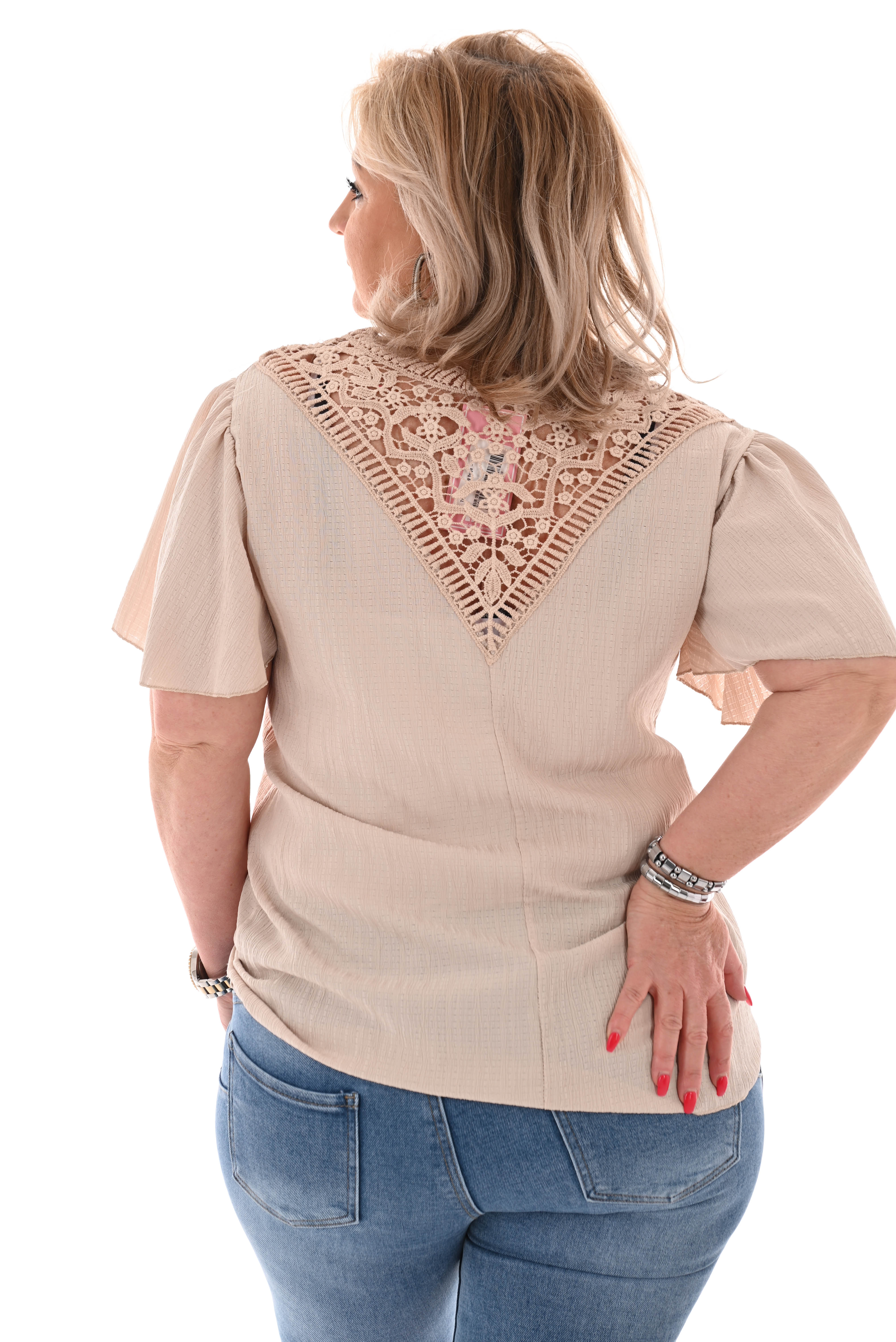 Top kanten rug beige