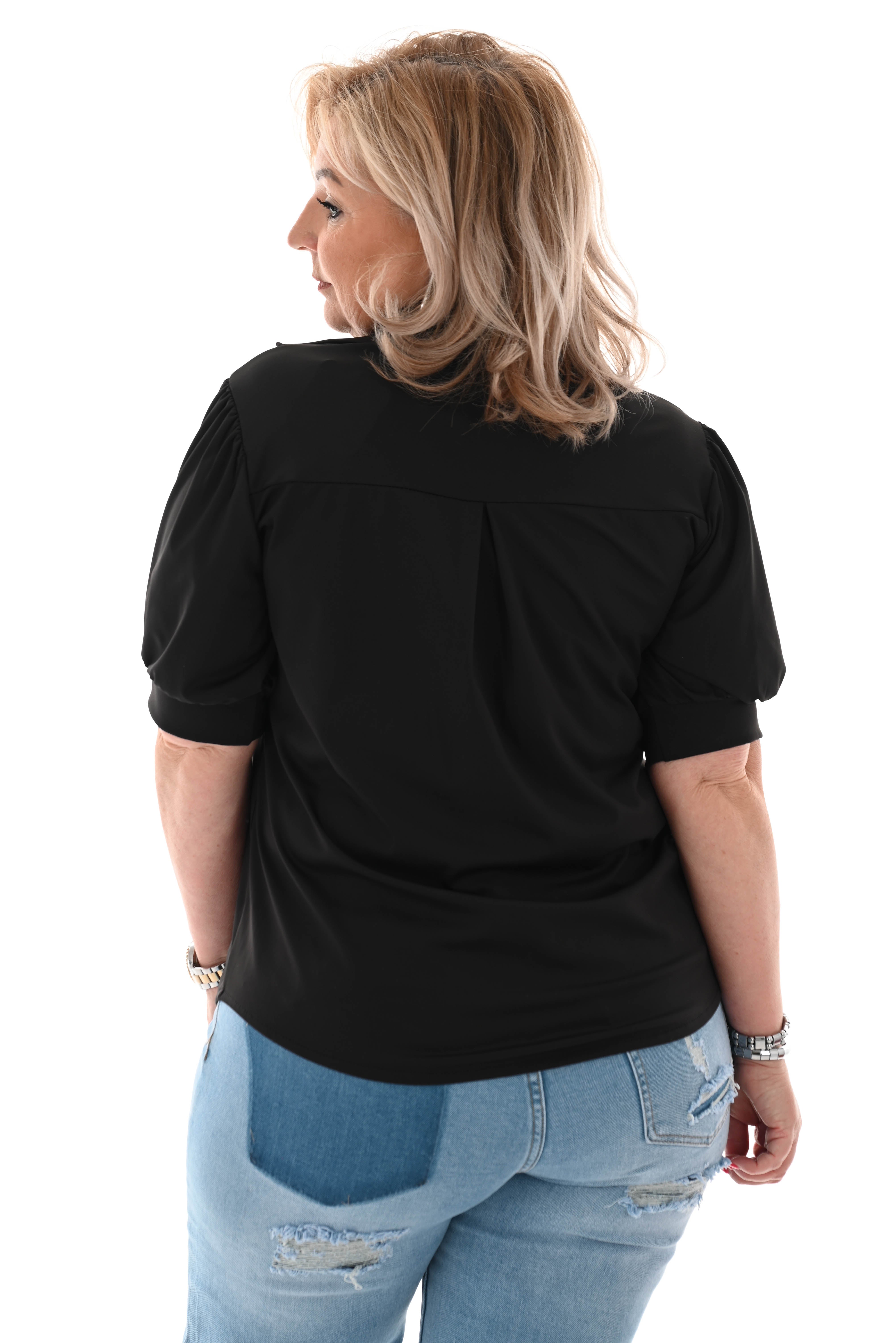 Blouse korte mouwen uni zwart