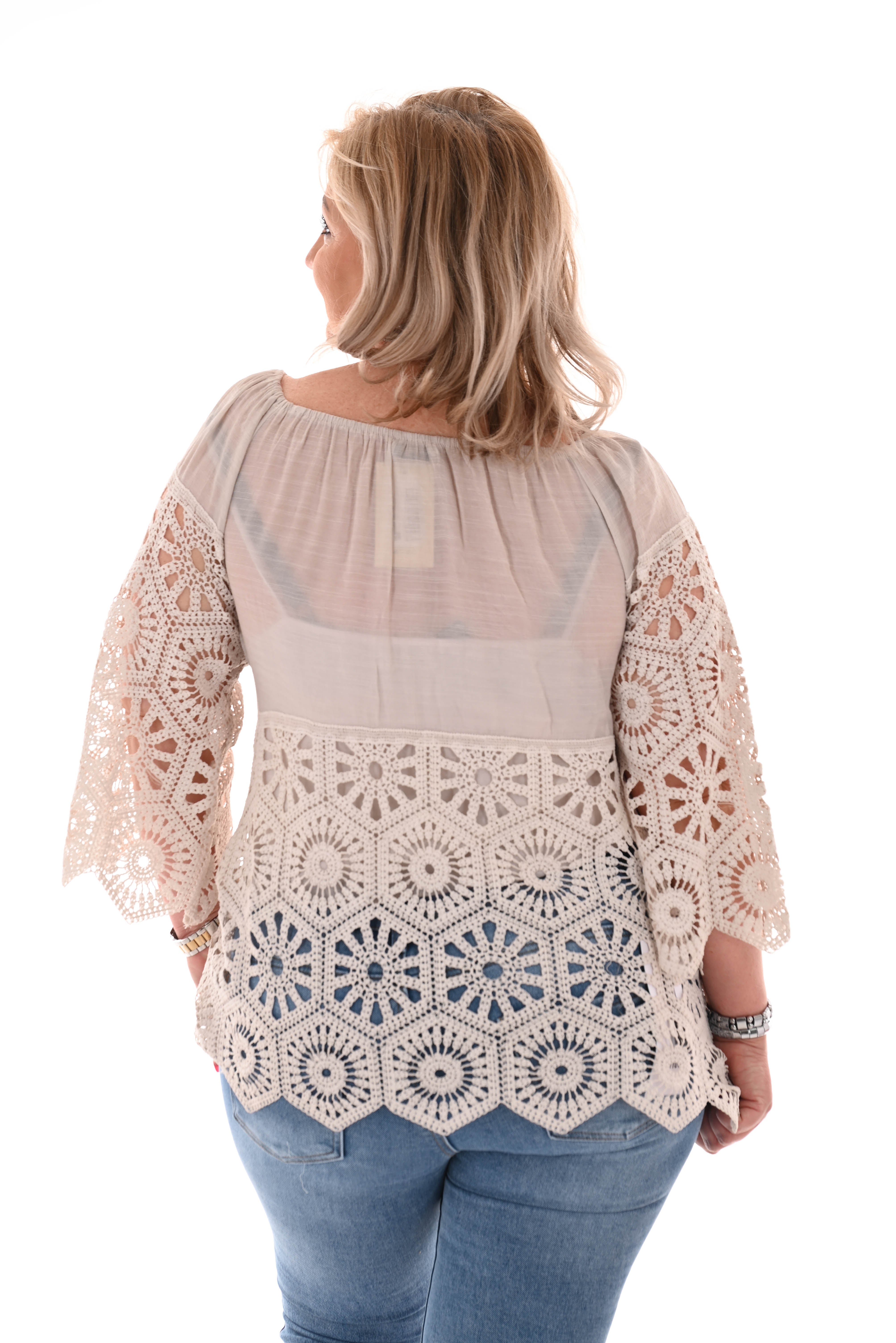 Top gehaakte onderkant beige
