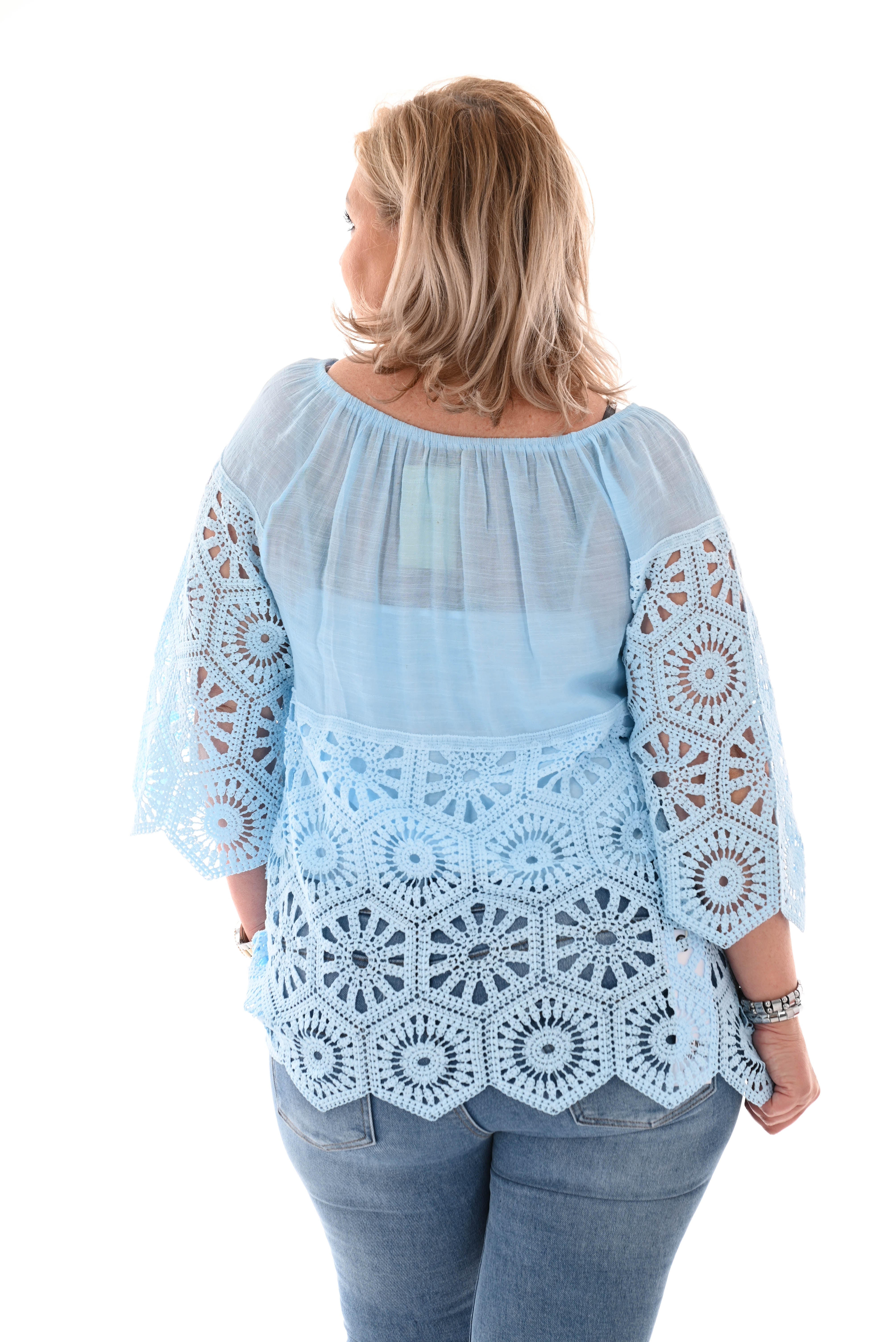Top gehaakte onderkant blauw