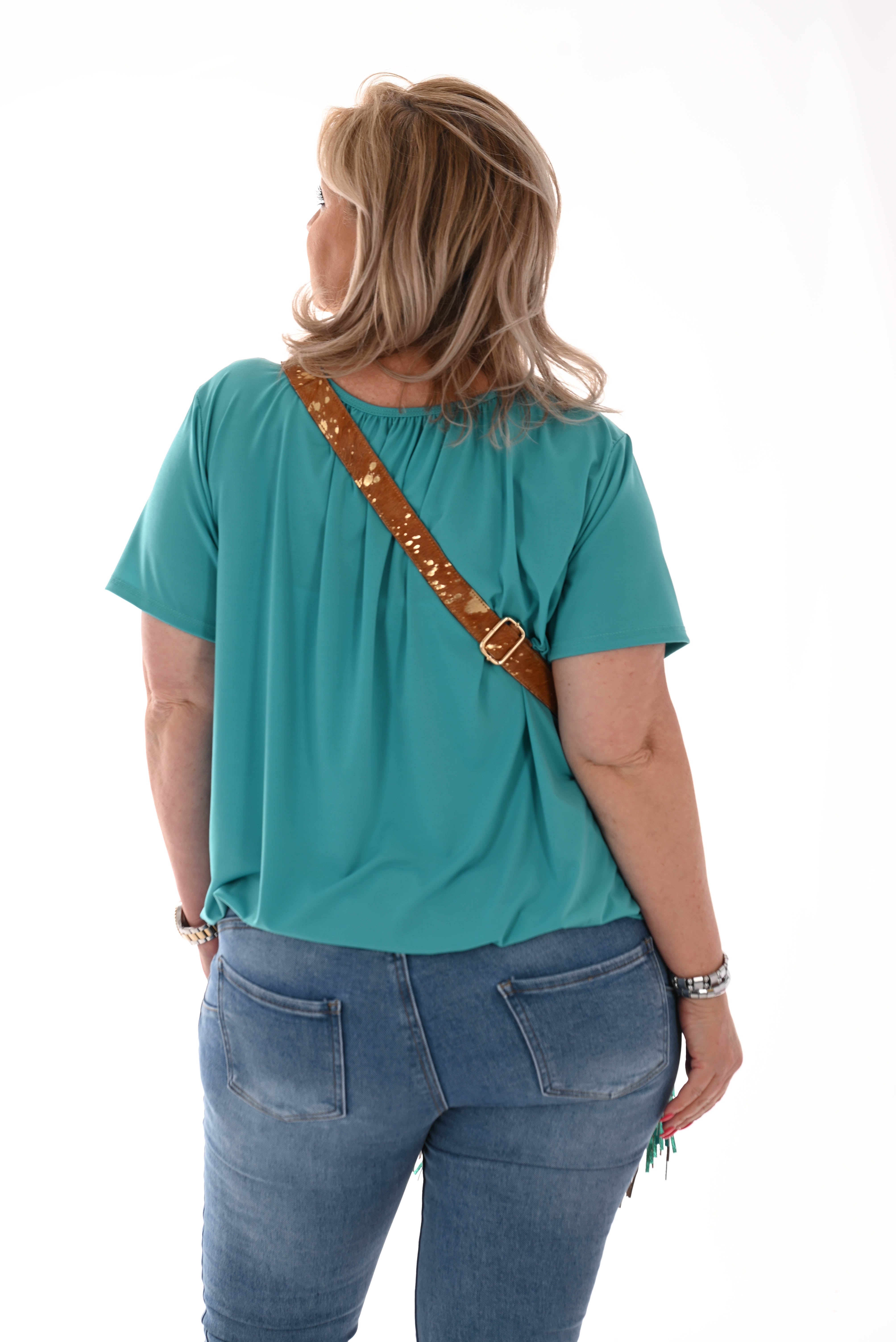 Ballon top uni turquoise
