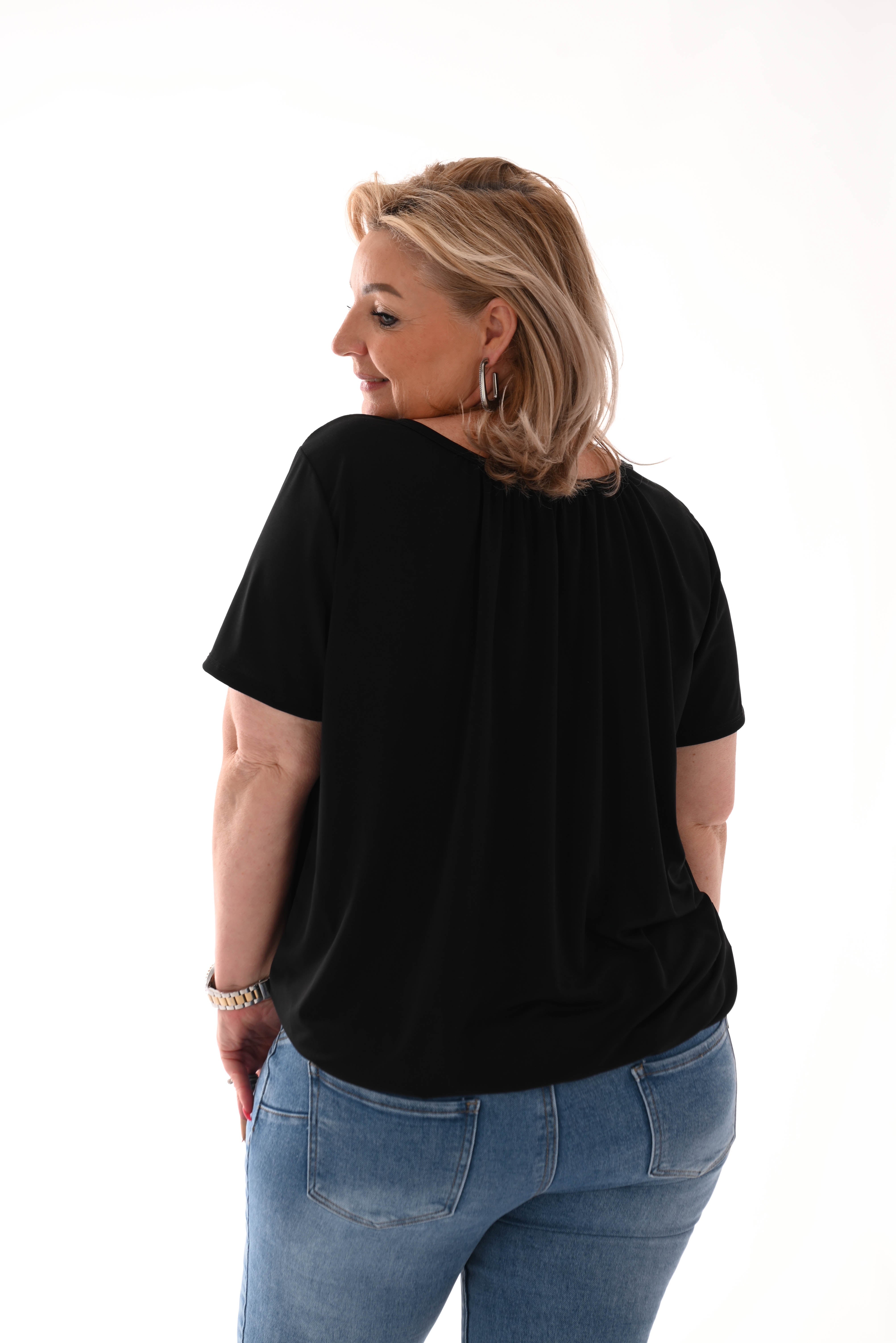 Ballon top uni zwart