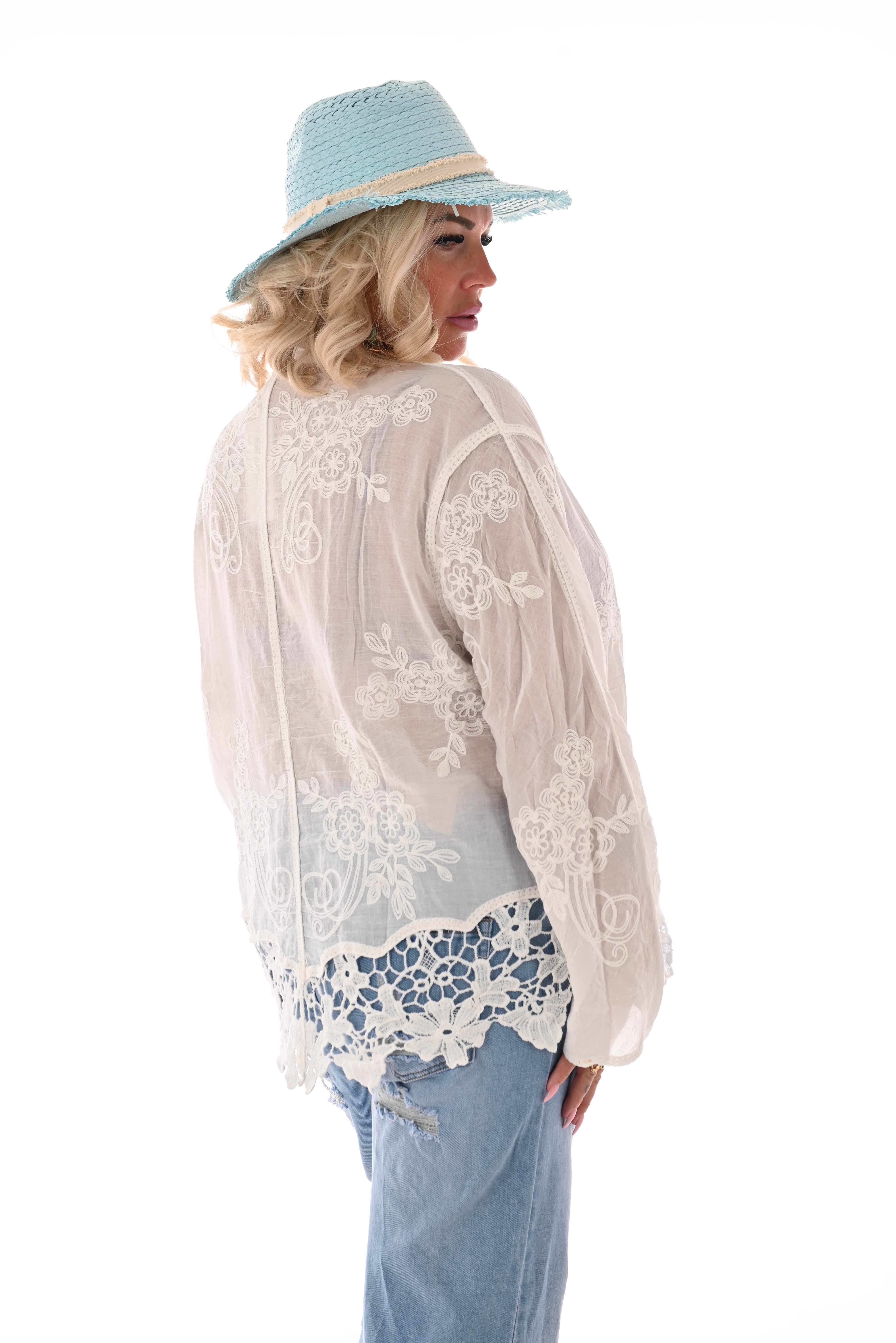 Blouse gehaakte rand wit