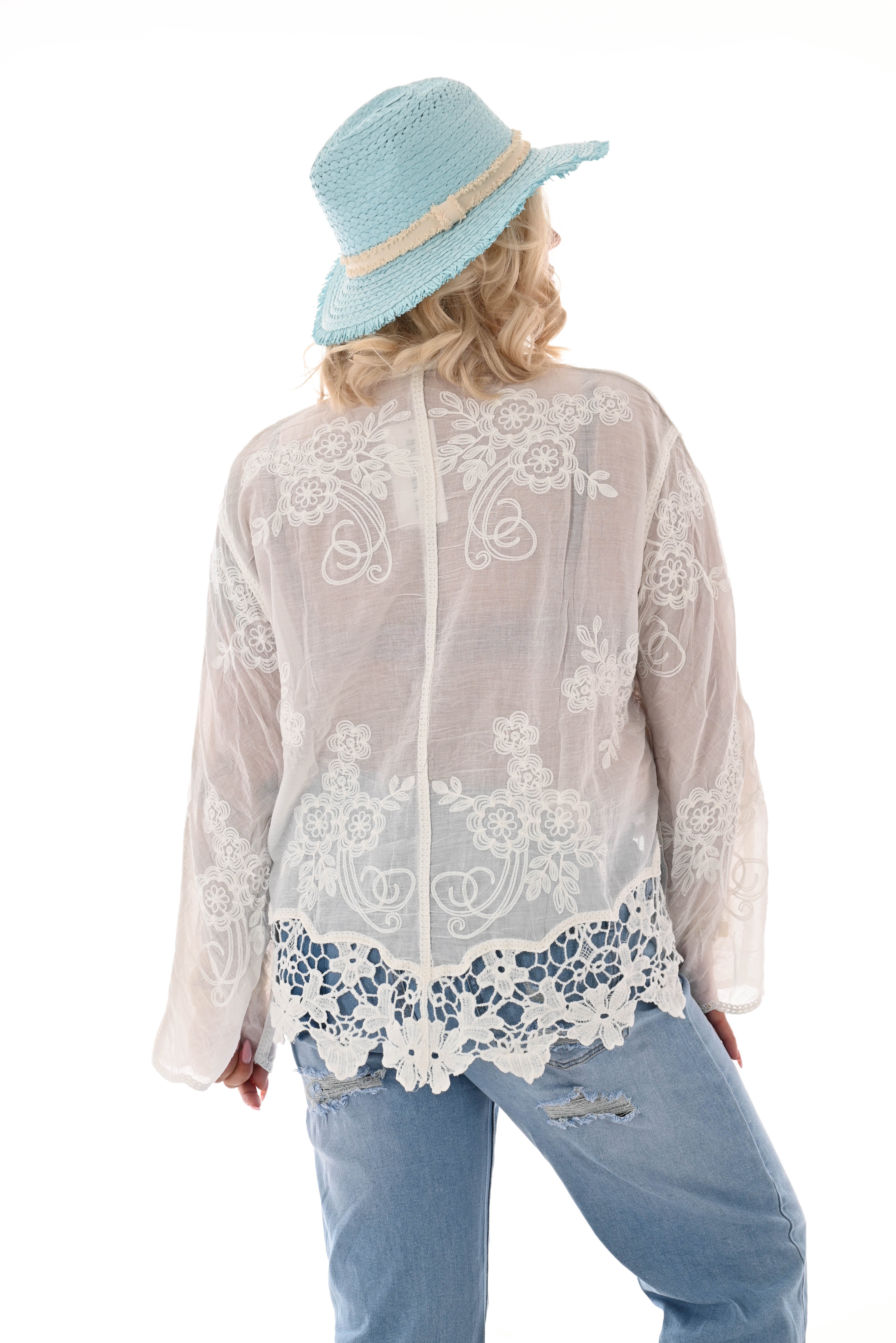 Blouse gehaakte rand wit