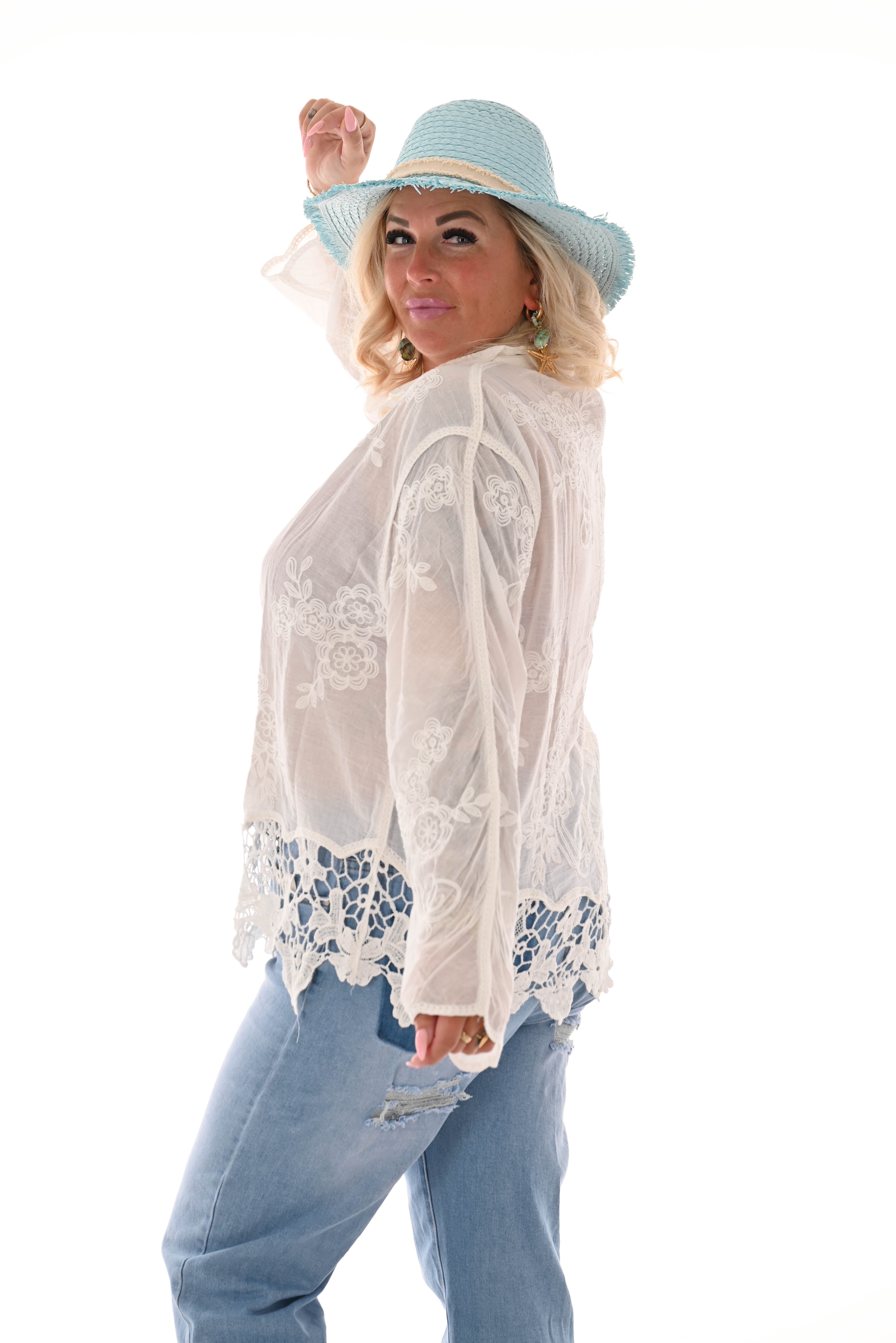 Blouse gehaakte rand wit