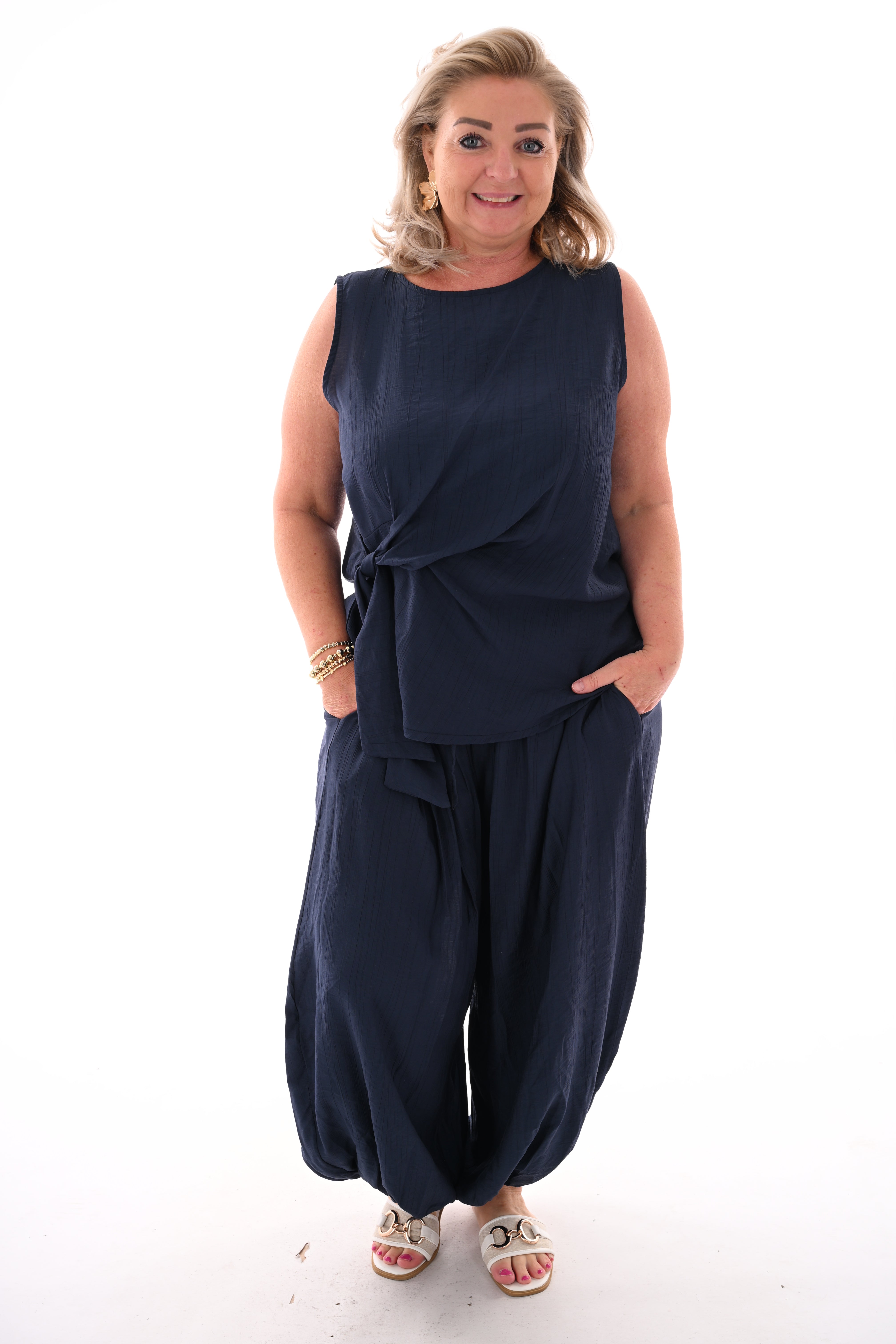 Tweedelig set ballon broek marineblauw