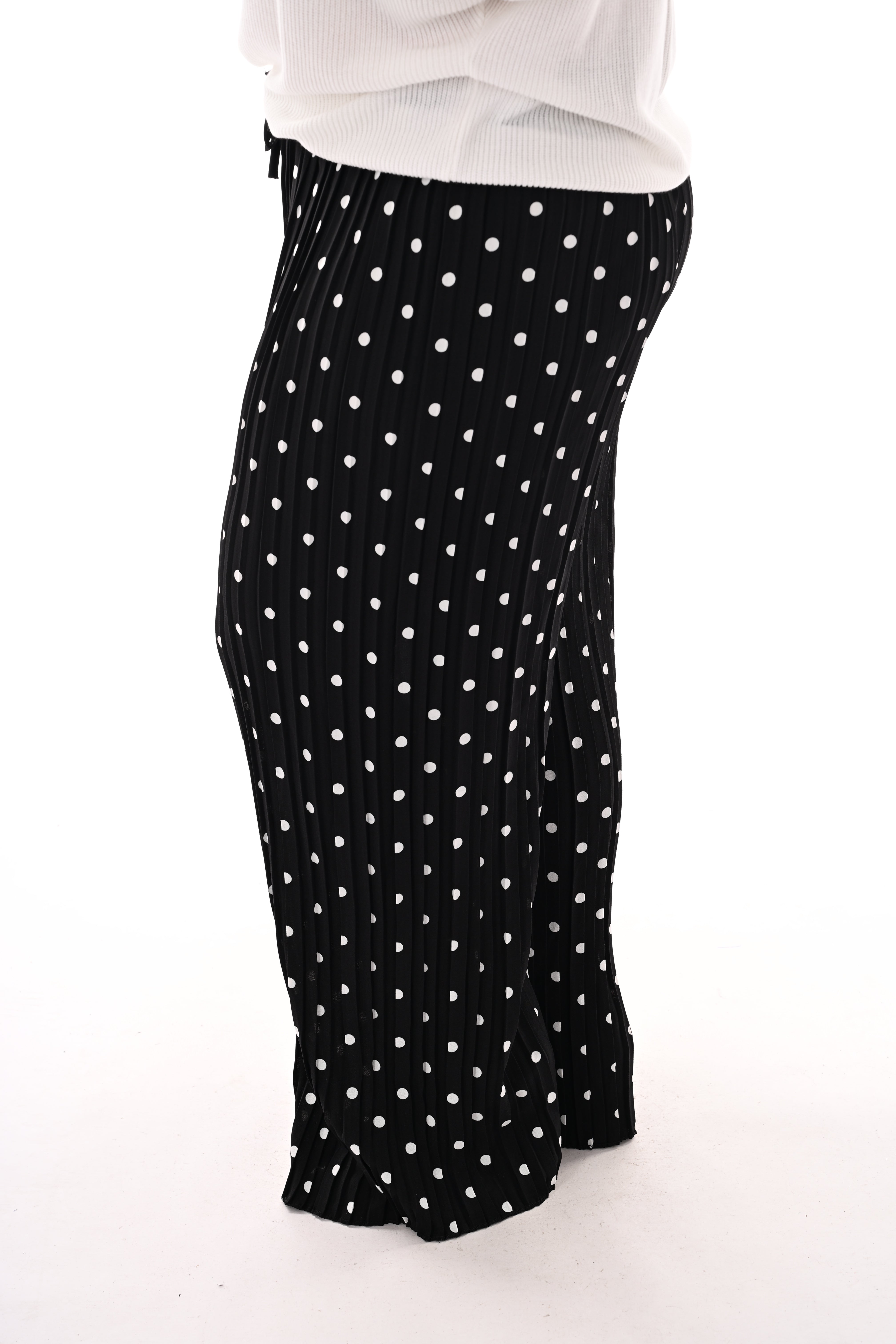 Dots plisse broek zwart
