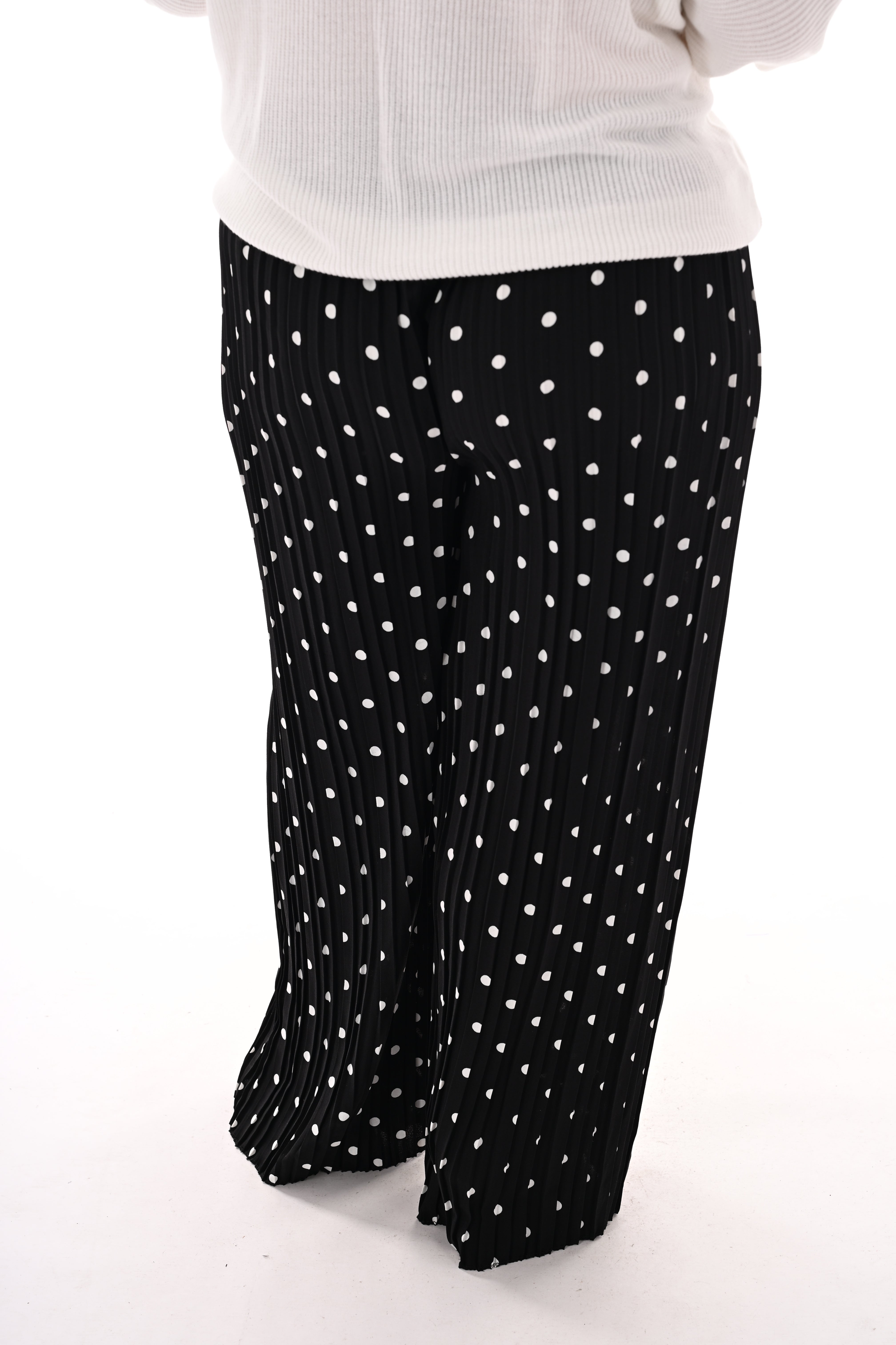 Dots plisse broek zwart