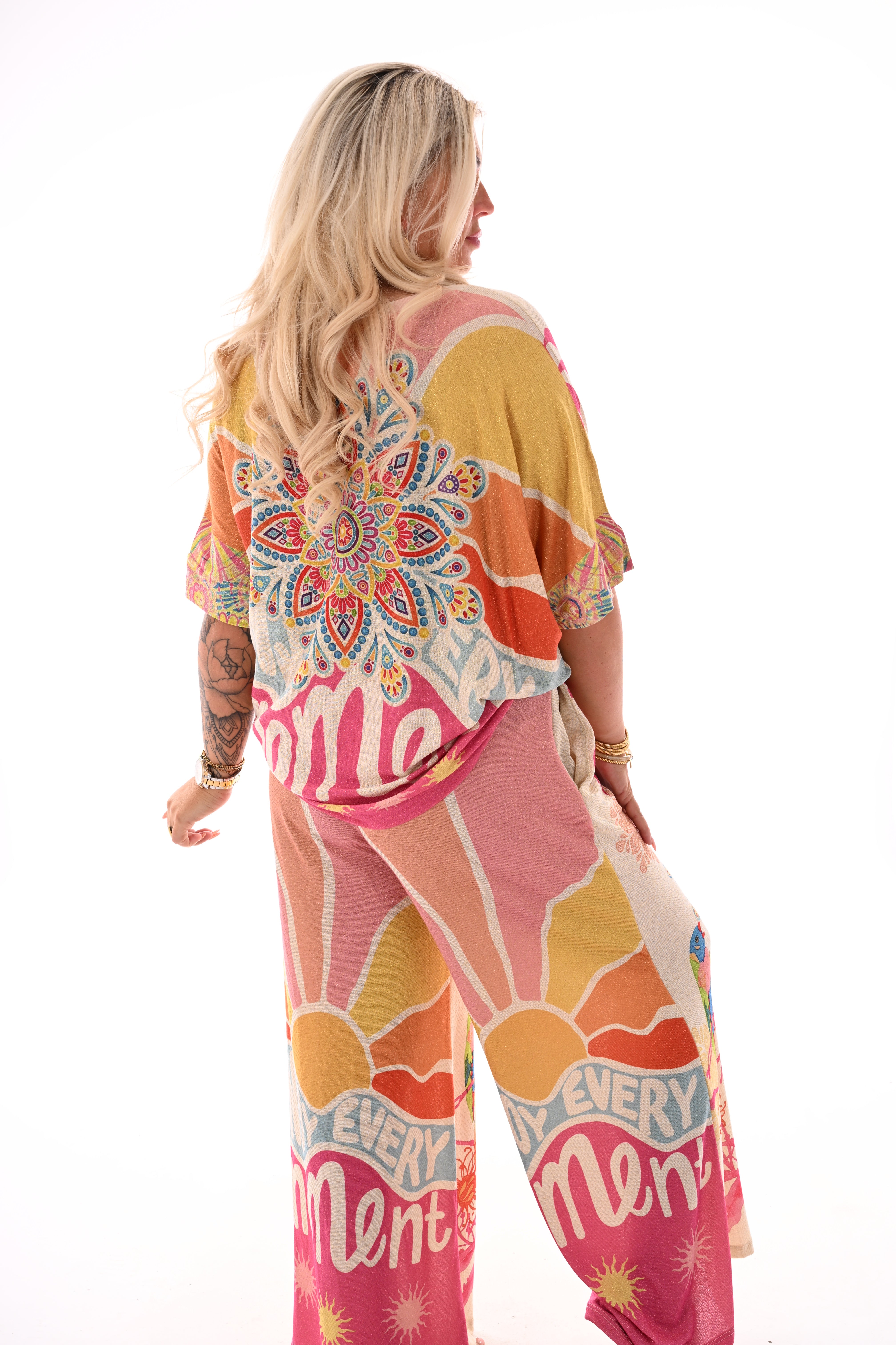 Tweedelig set tropical oranje/geel