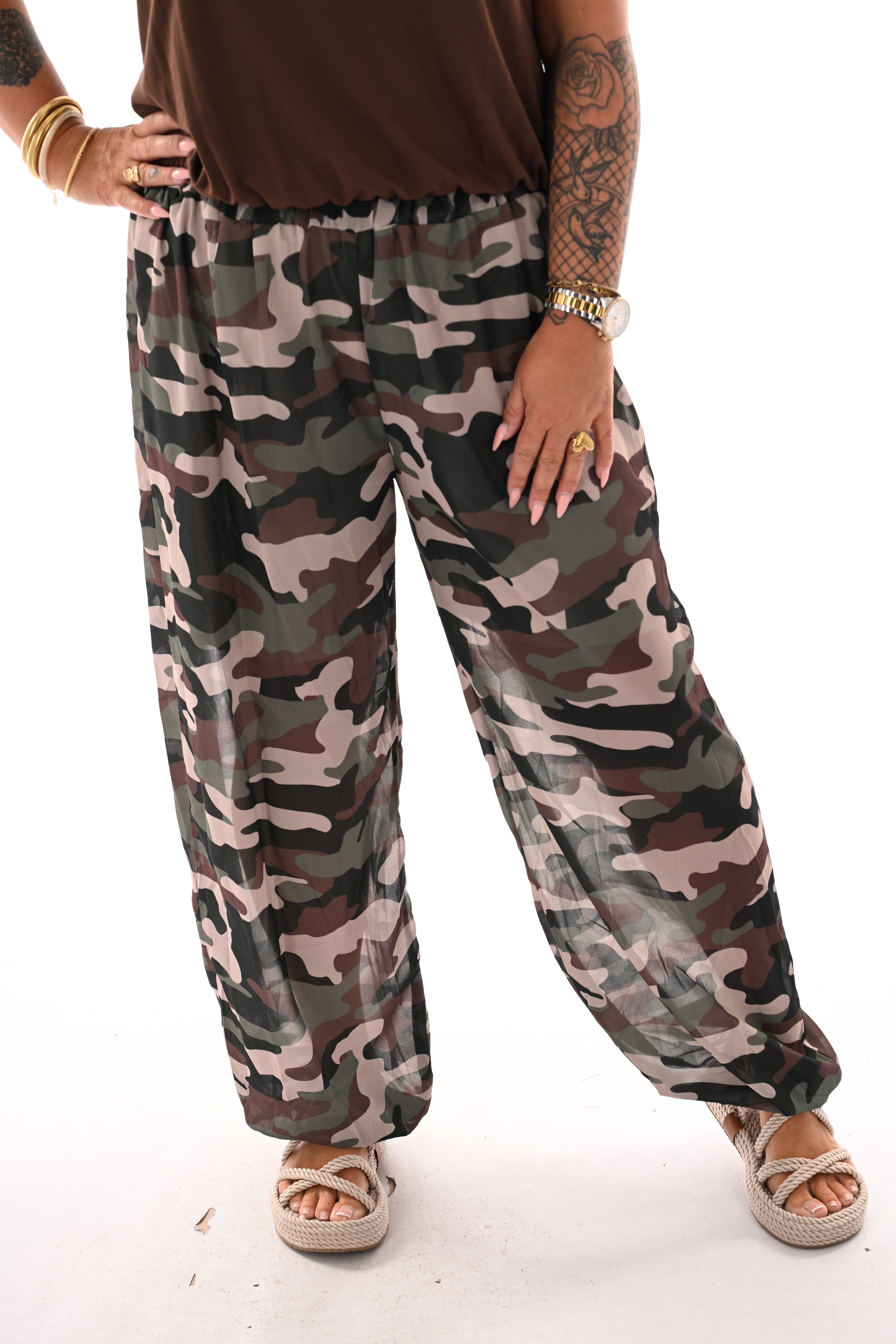 Ballon broek print army legergroen