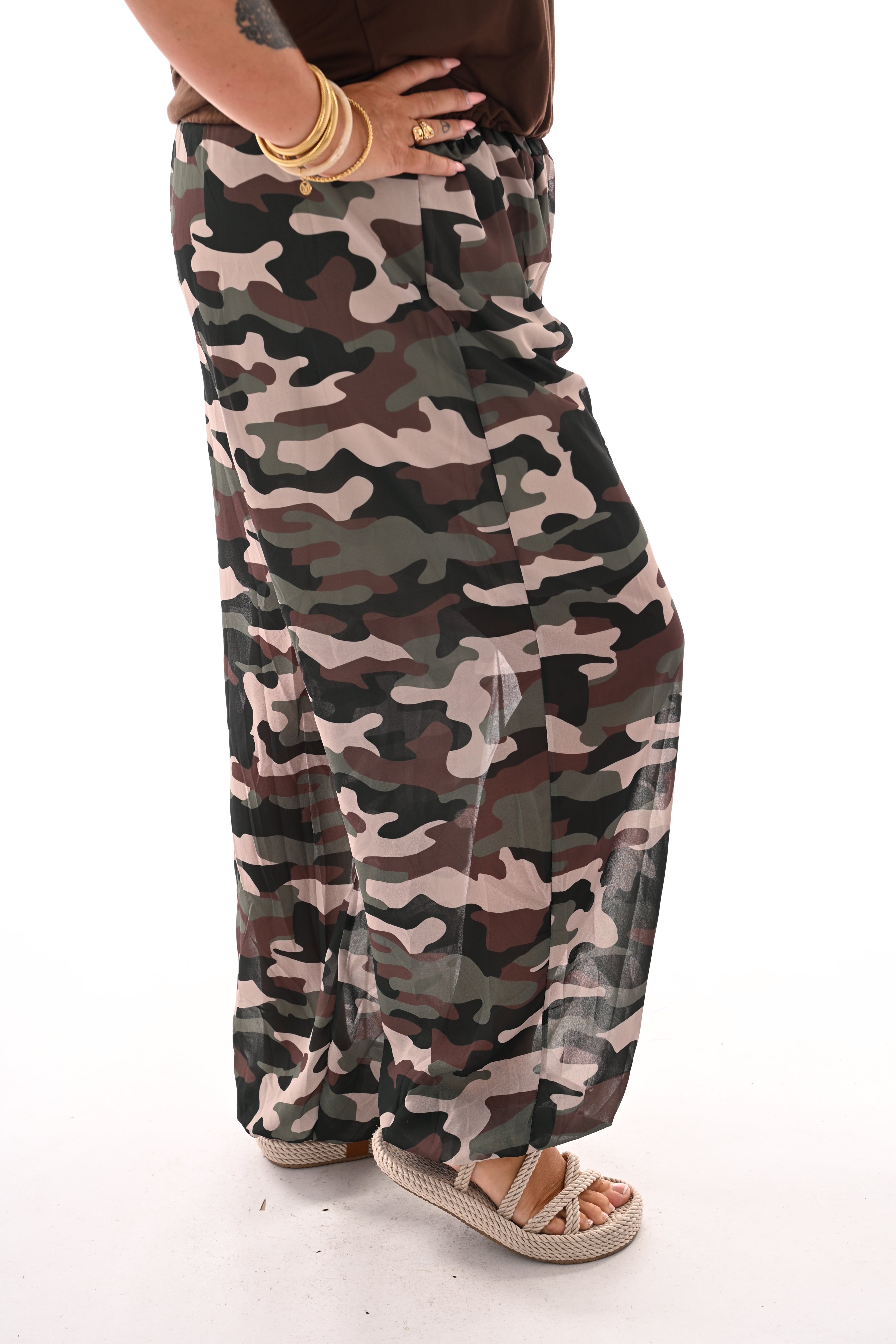 Ballon broek print army legergroen