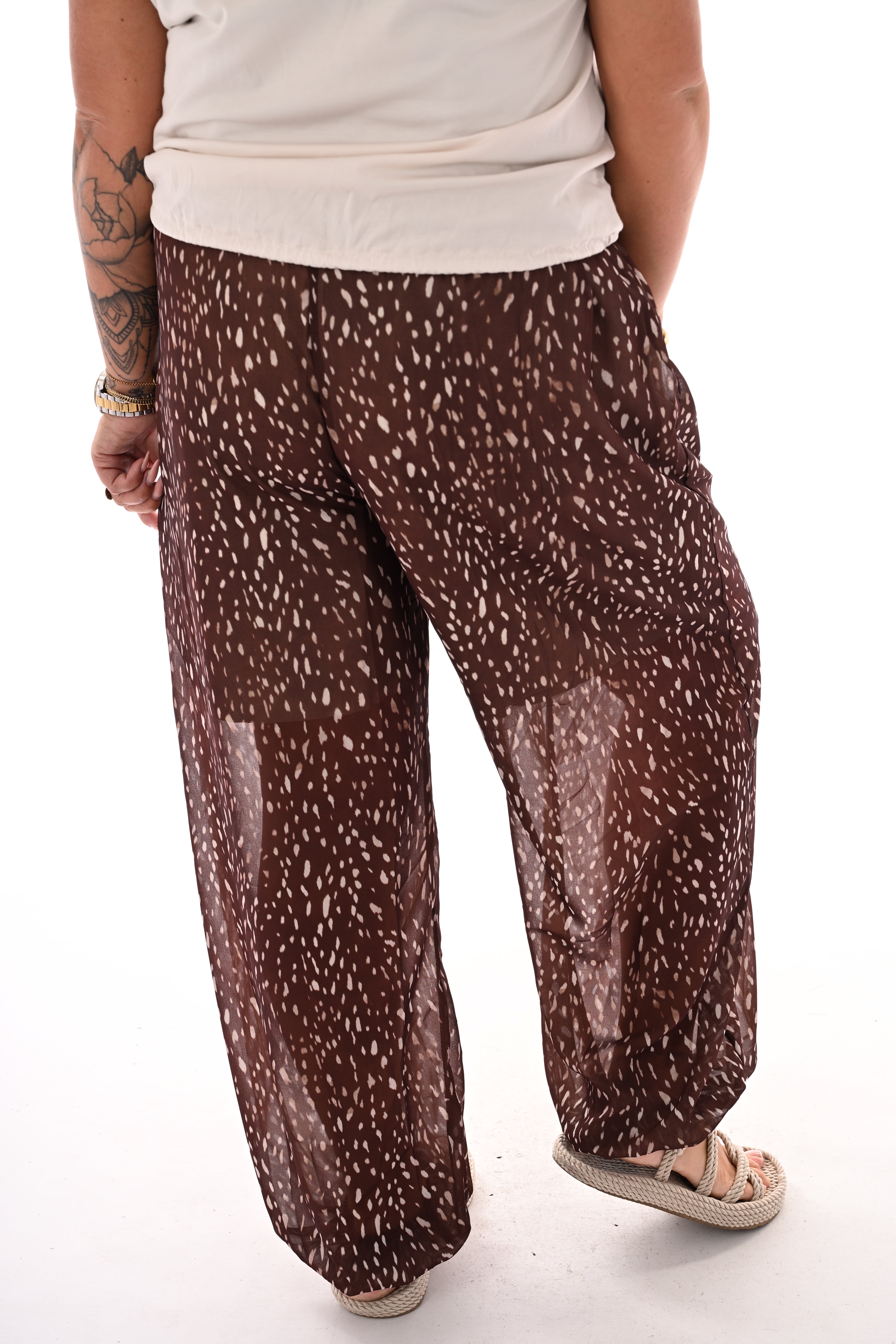 Ballon broek print stippen bruin