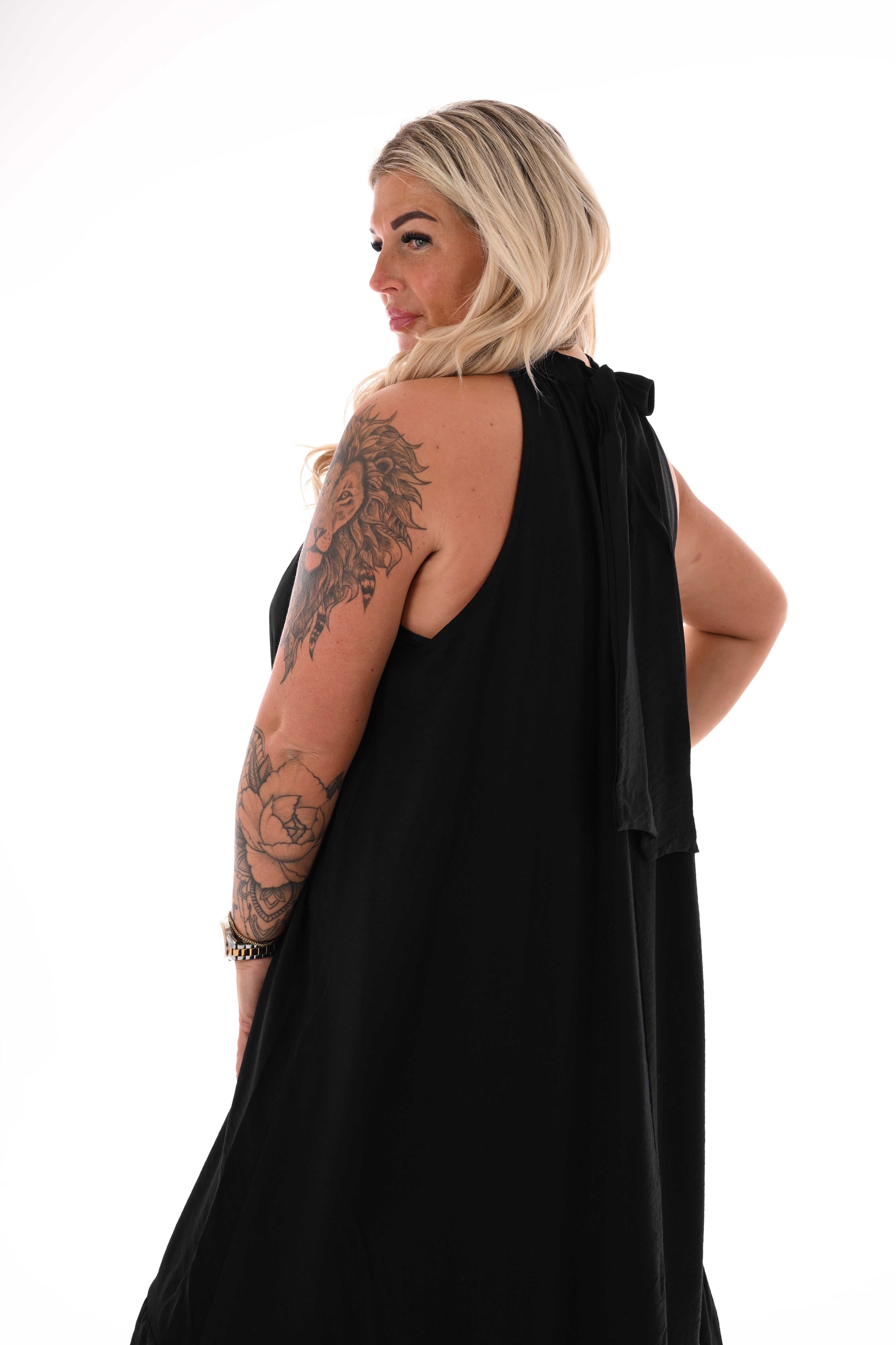 Maxi jurk halter zwart