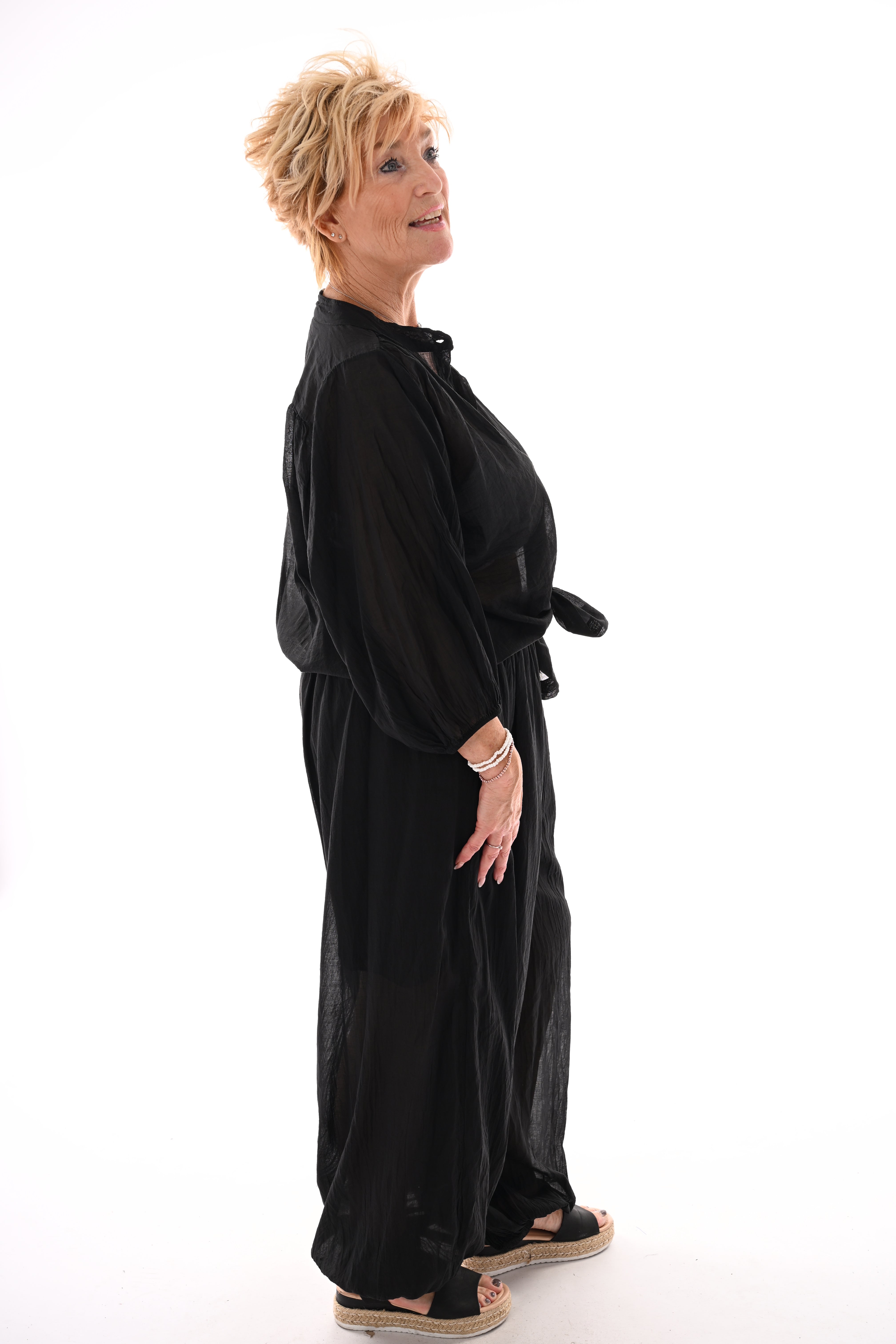Tweedelig set ballon met blouse zwart