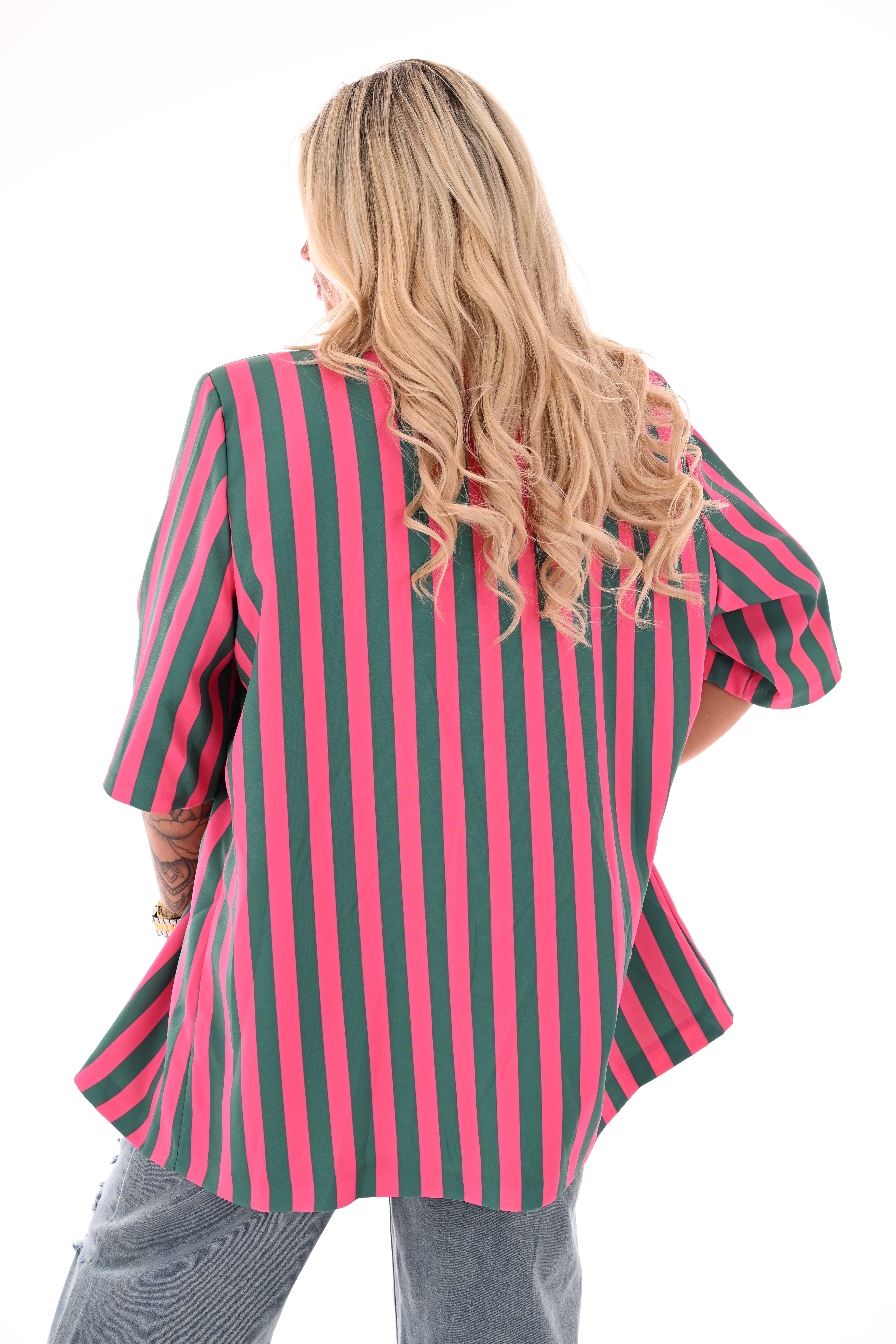 Blazer strepen roze/groen