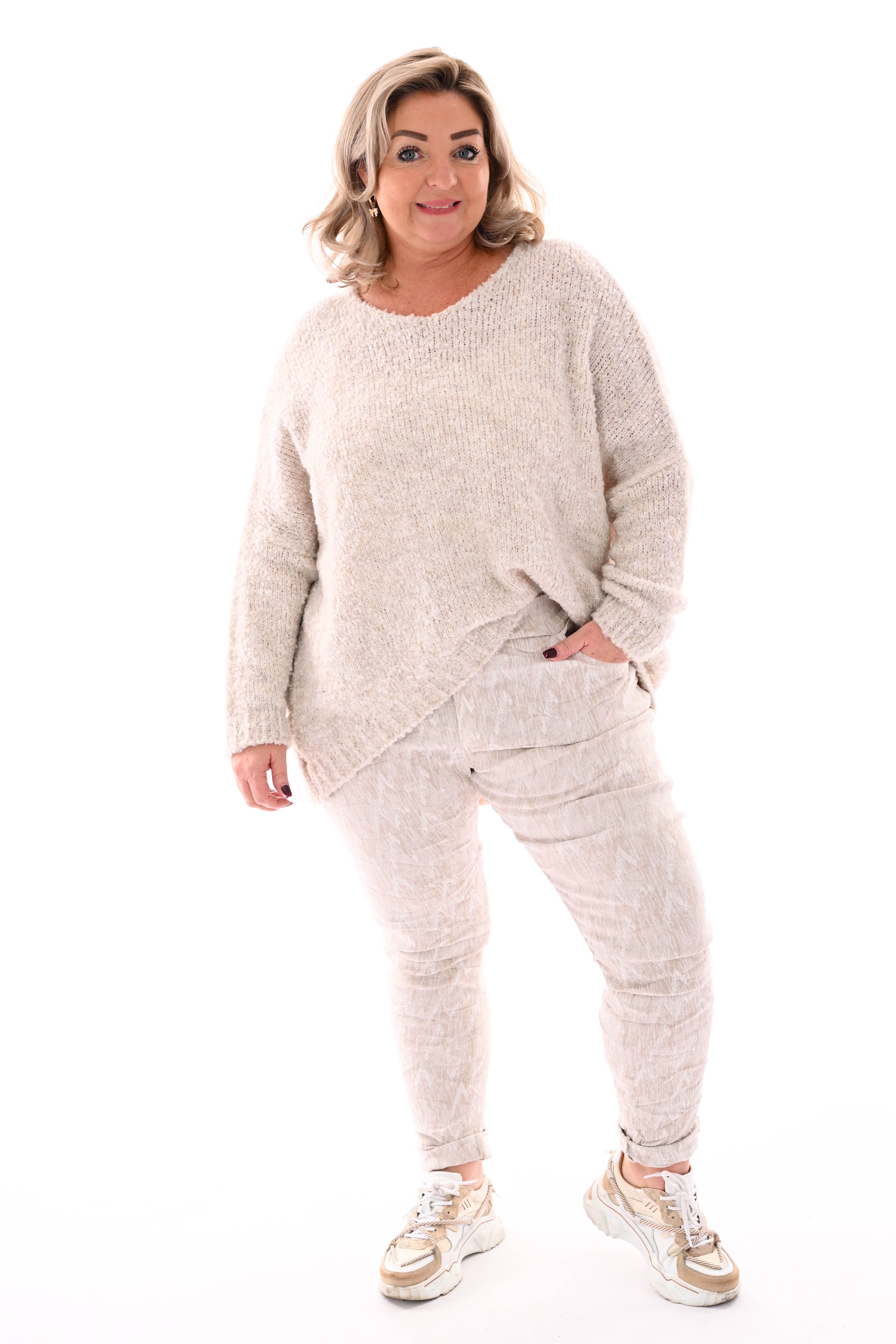 Stretchbroek lines beige