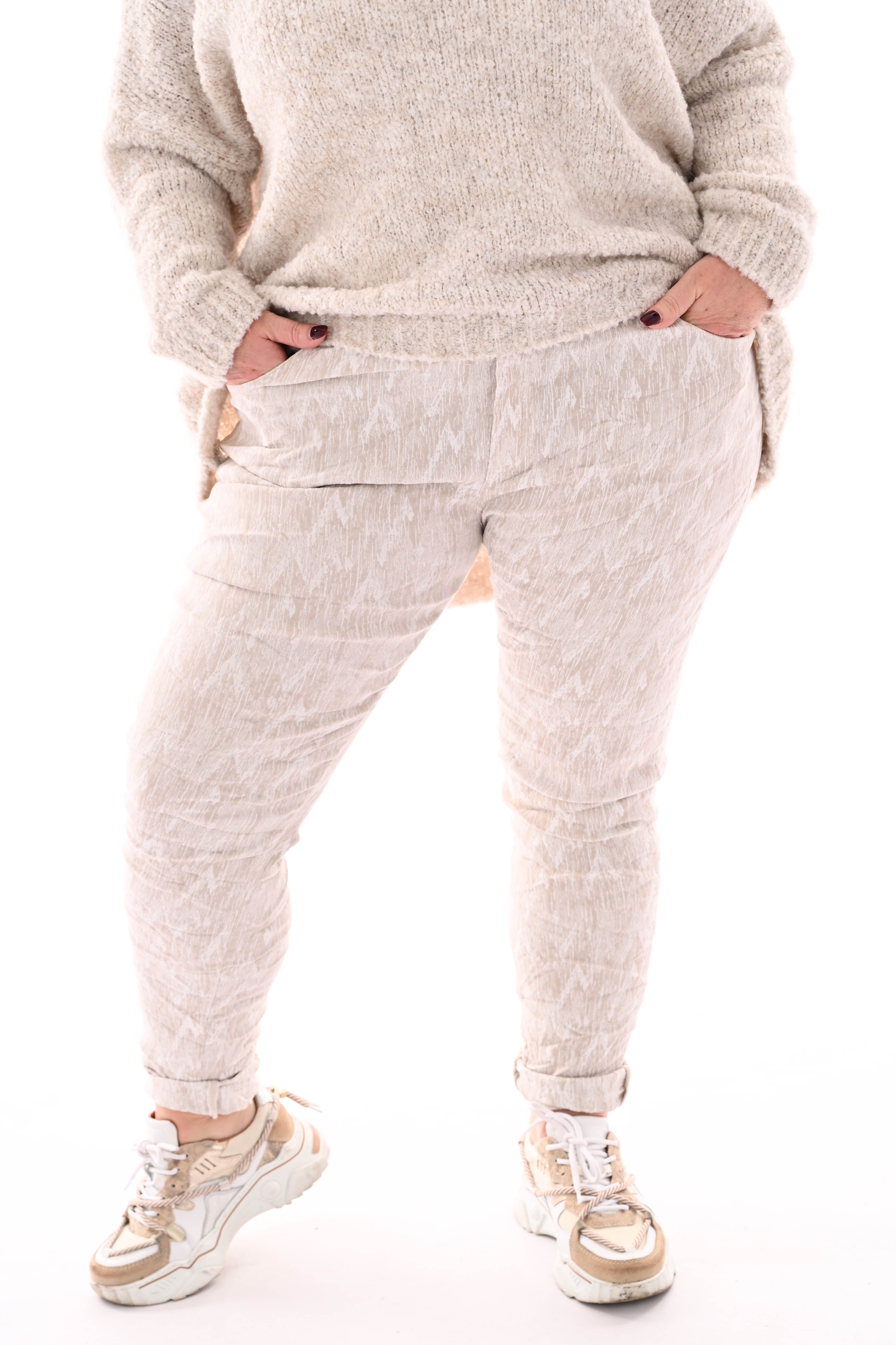 Stretchbroek lines beige