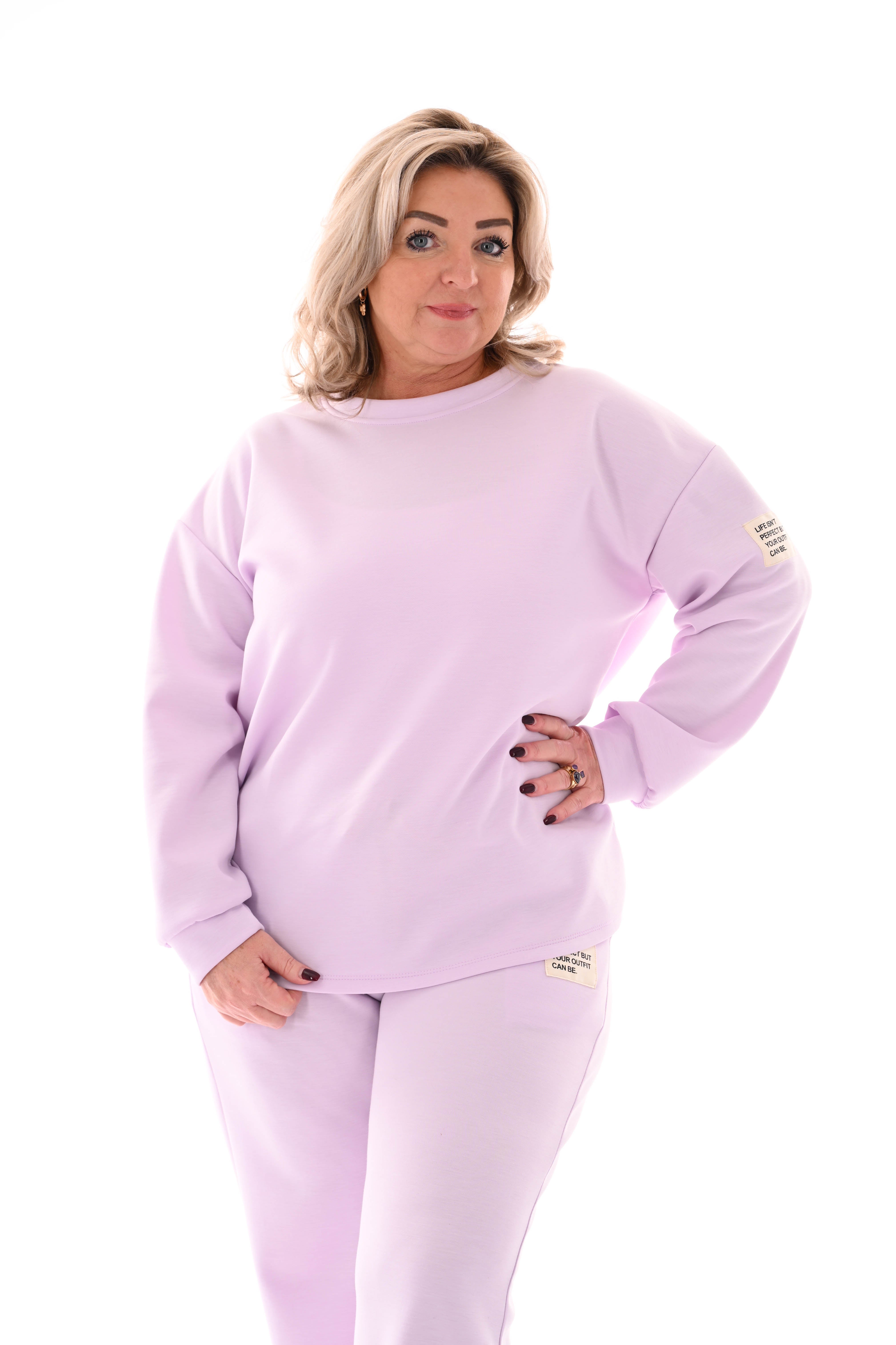 Tweedelig pak wijde broek applicatie lila