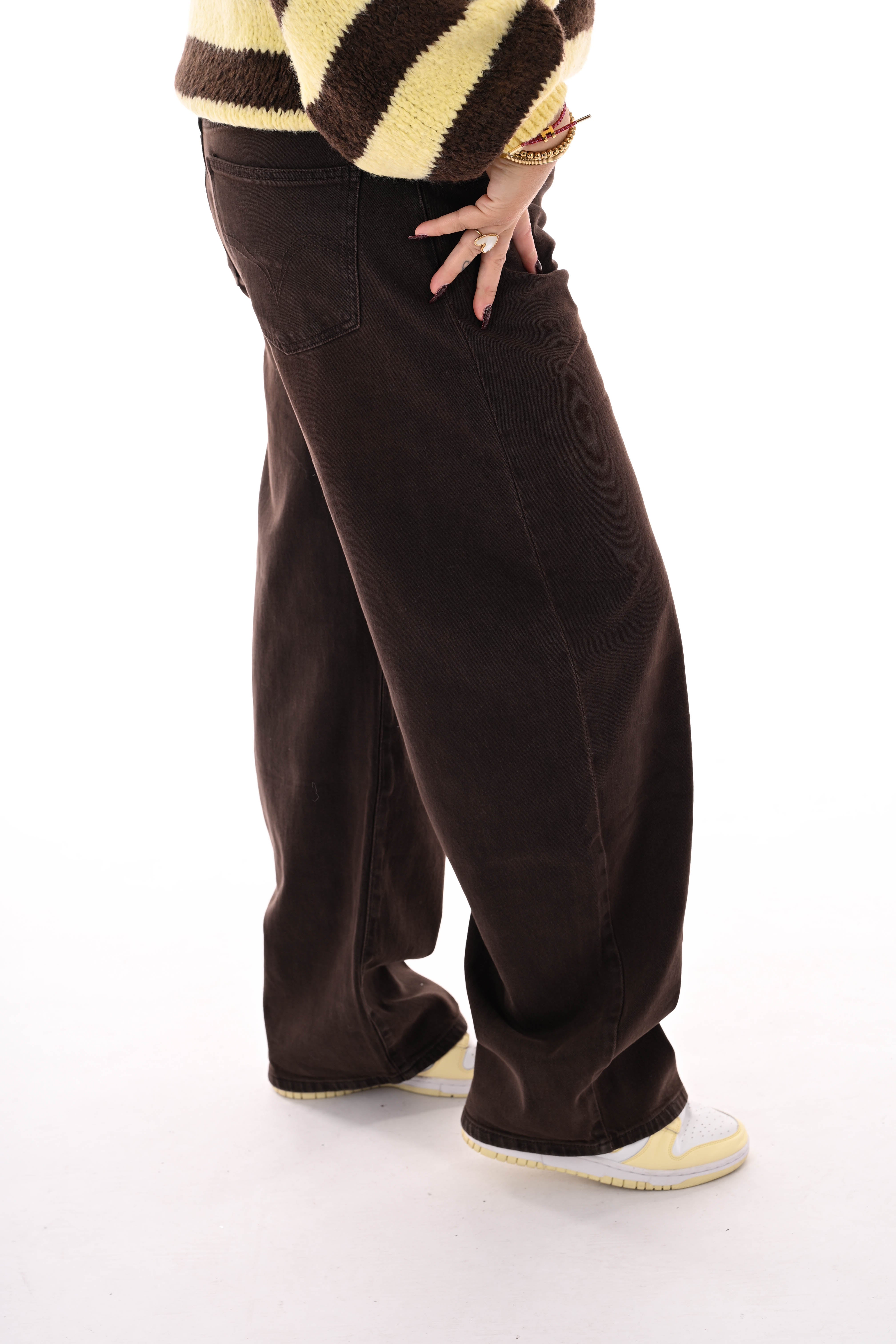 Queen of hearts barrel jeans donkerbruin