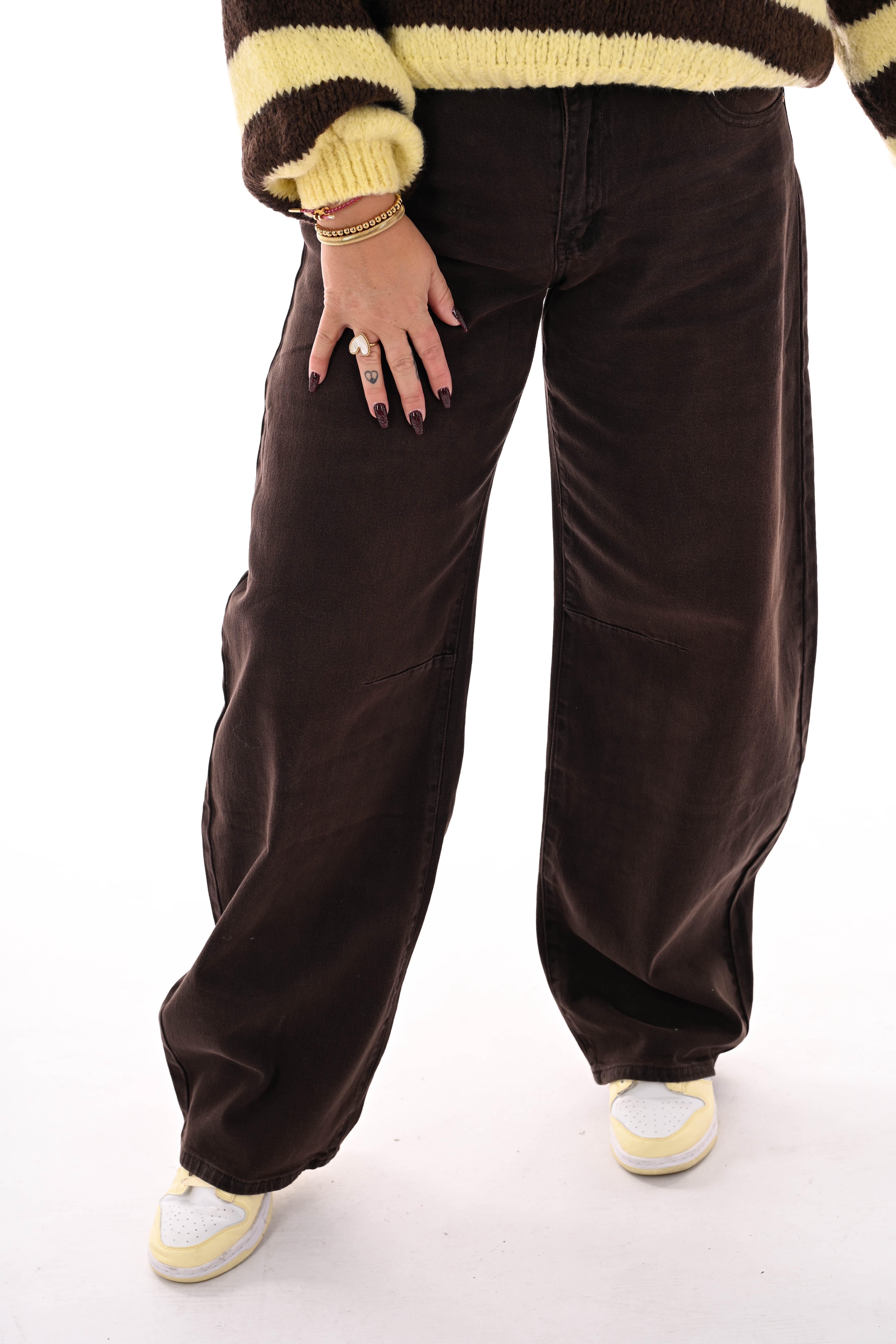 Queen of hearts barrel jeans donkerbruin