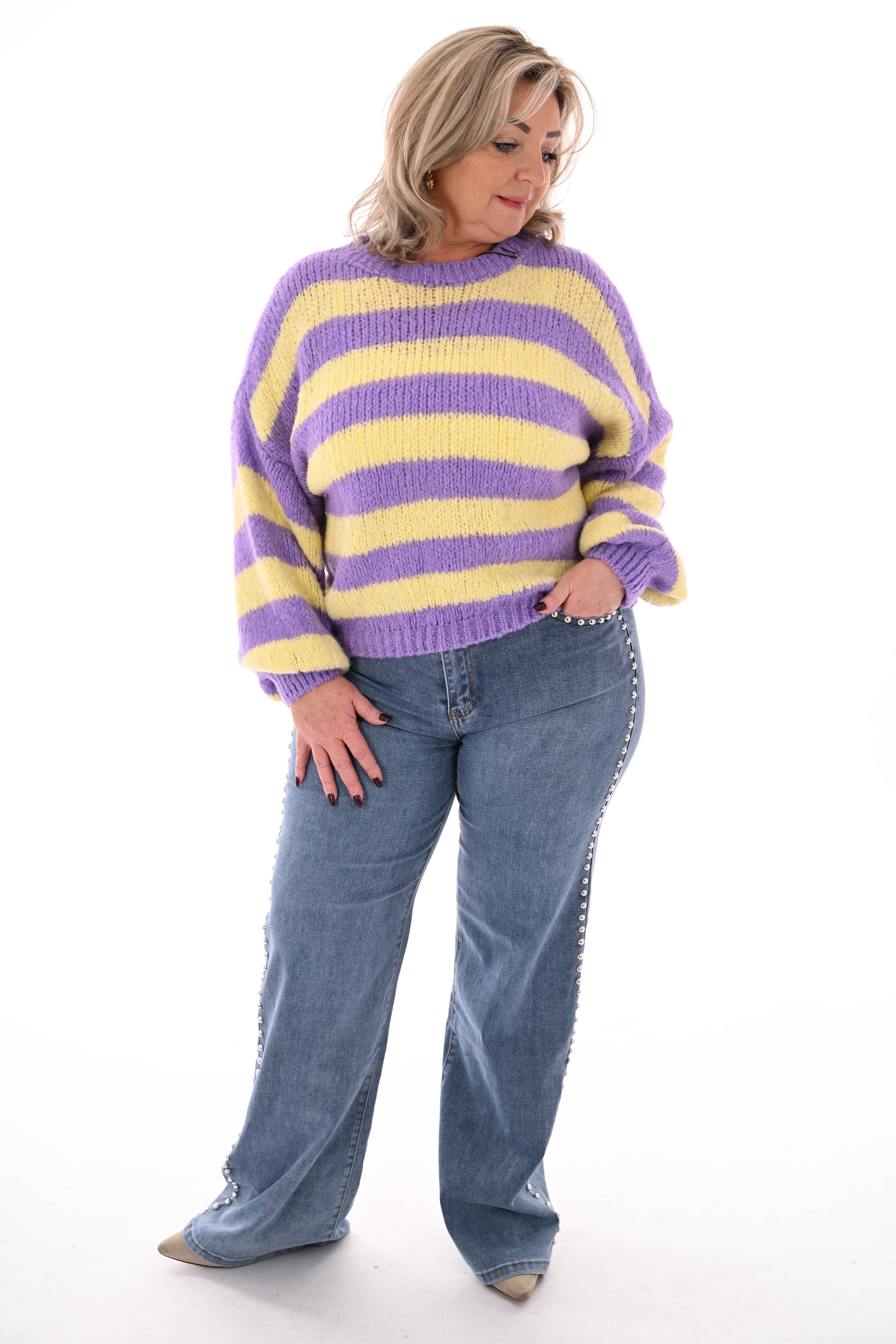 Kate denim wide leg studs blauw