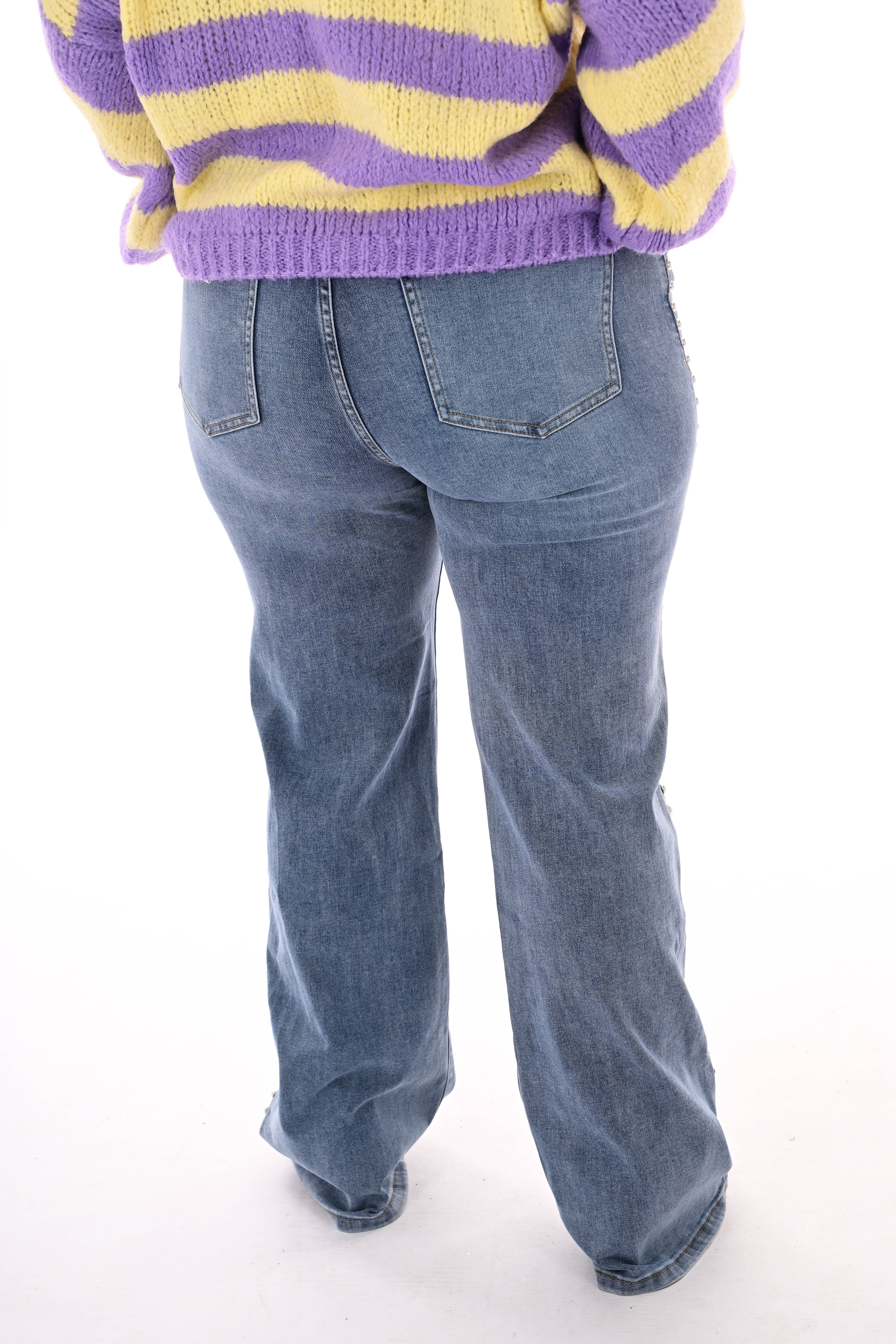Kate denim wide leg studs blauw