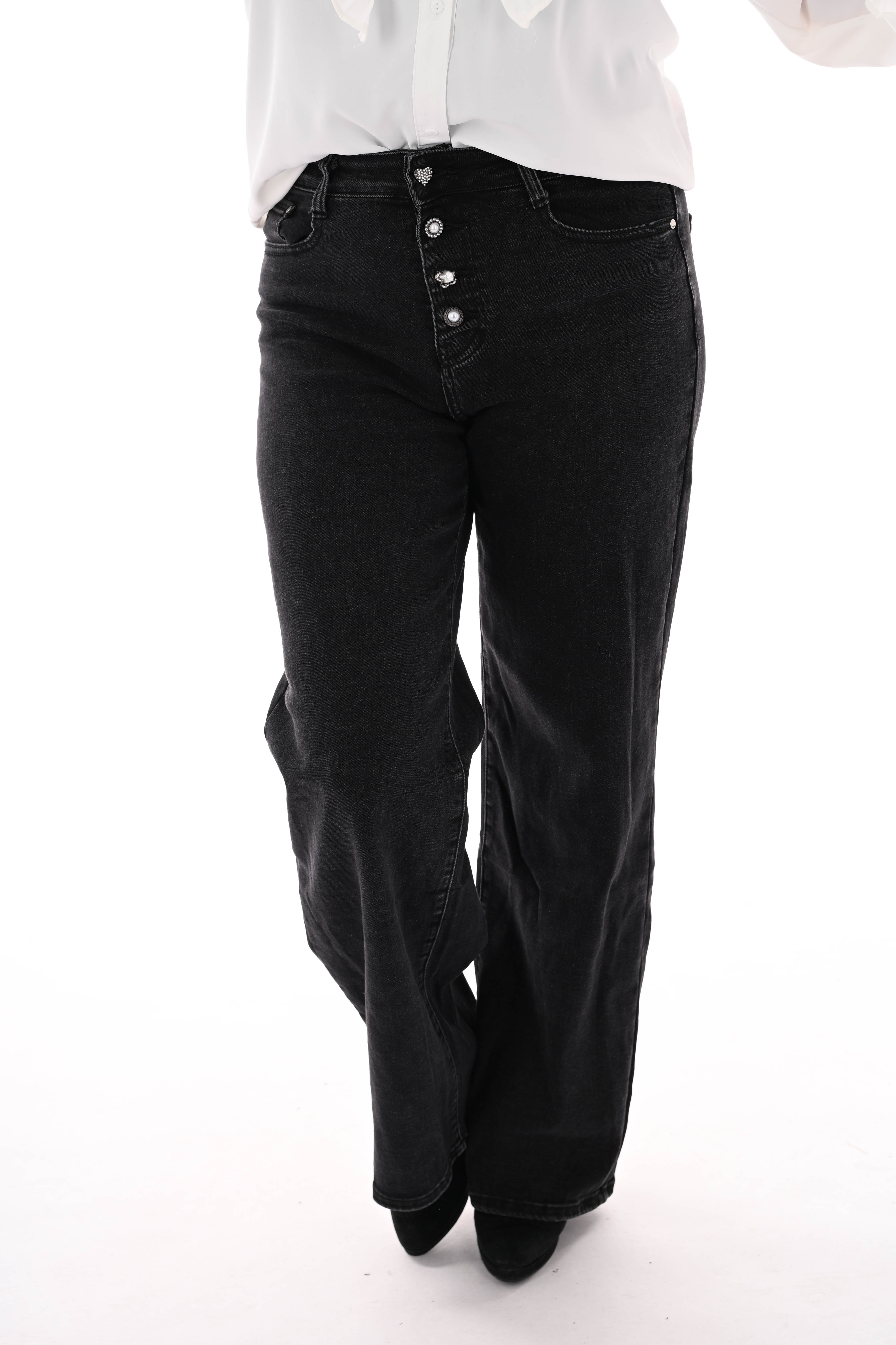 G-smack wide leg sierknopen gemeleerd zwart