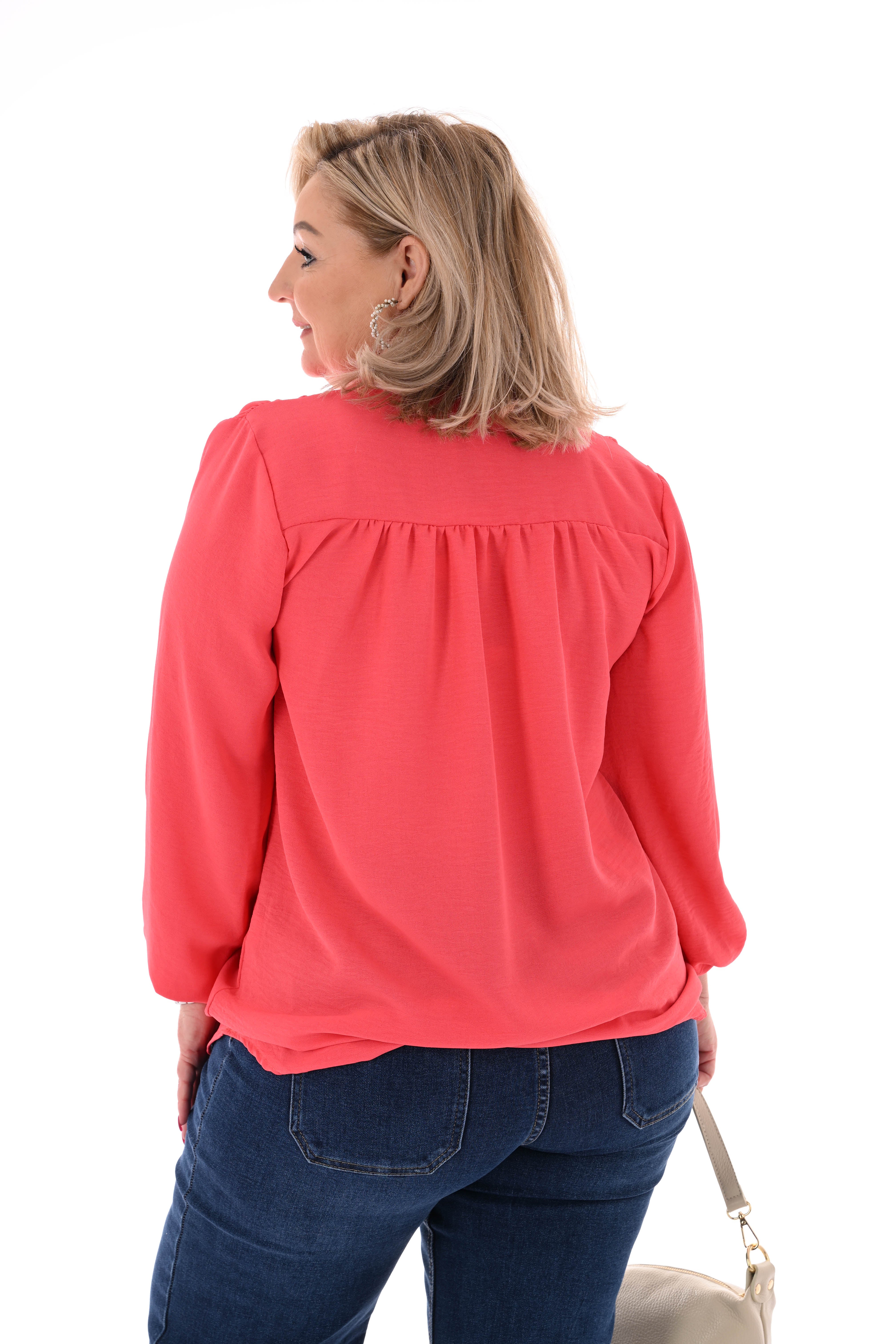 Top lange mouwen met strik koraal