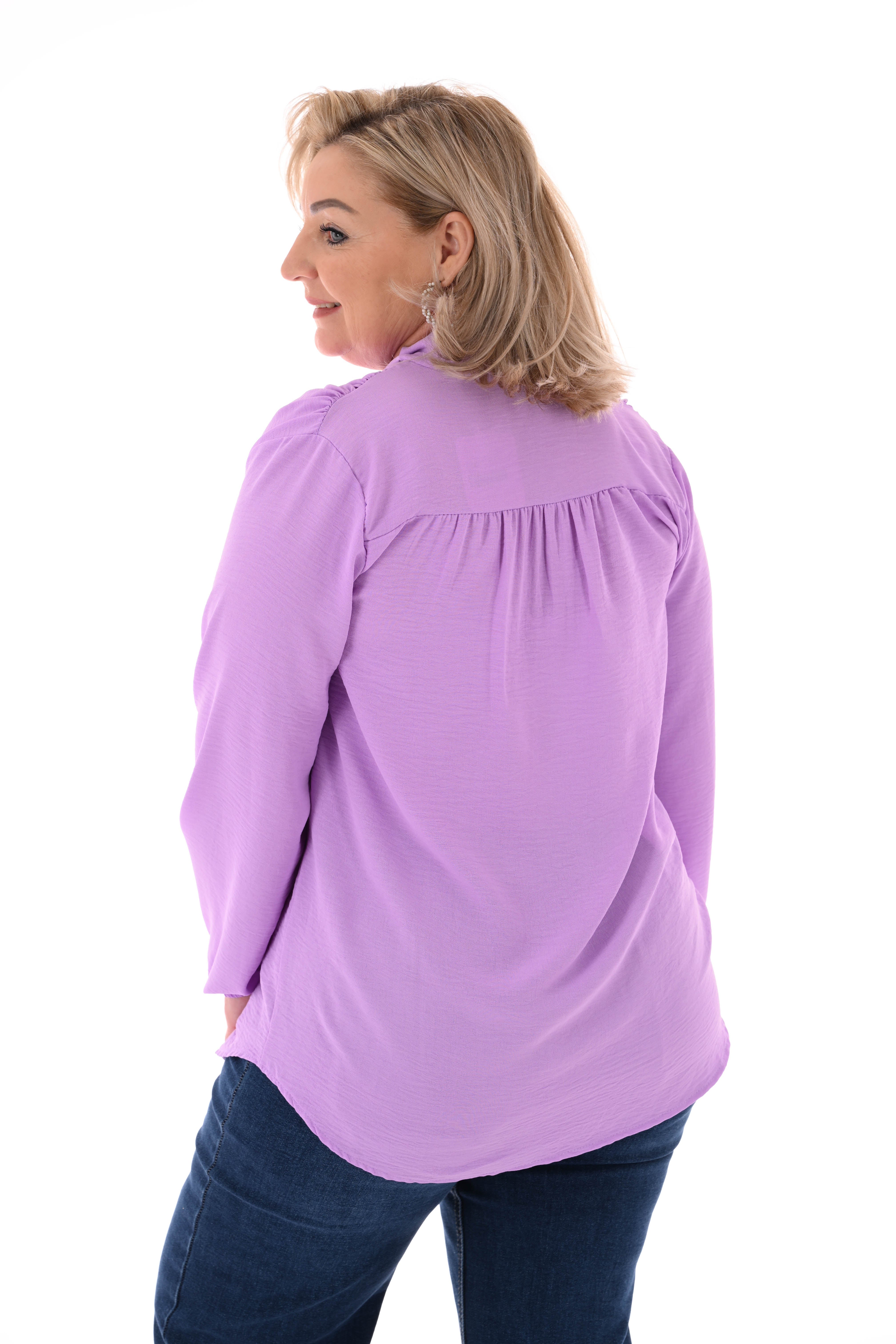 Top lange mouwen met strik lila