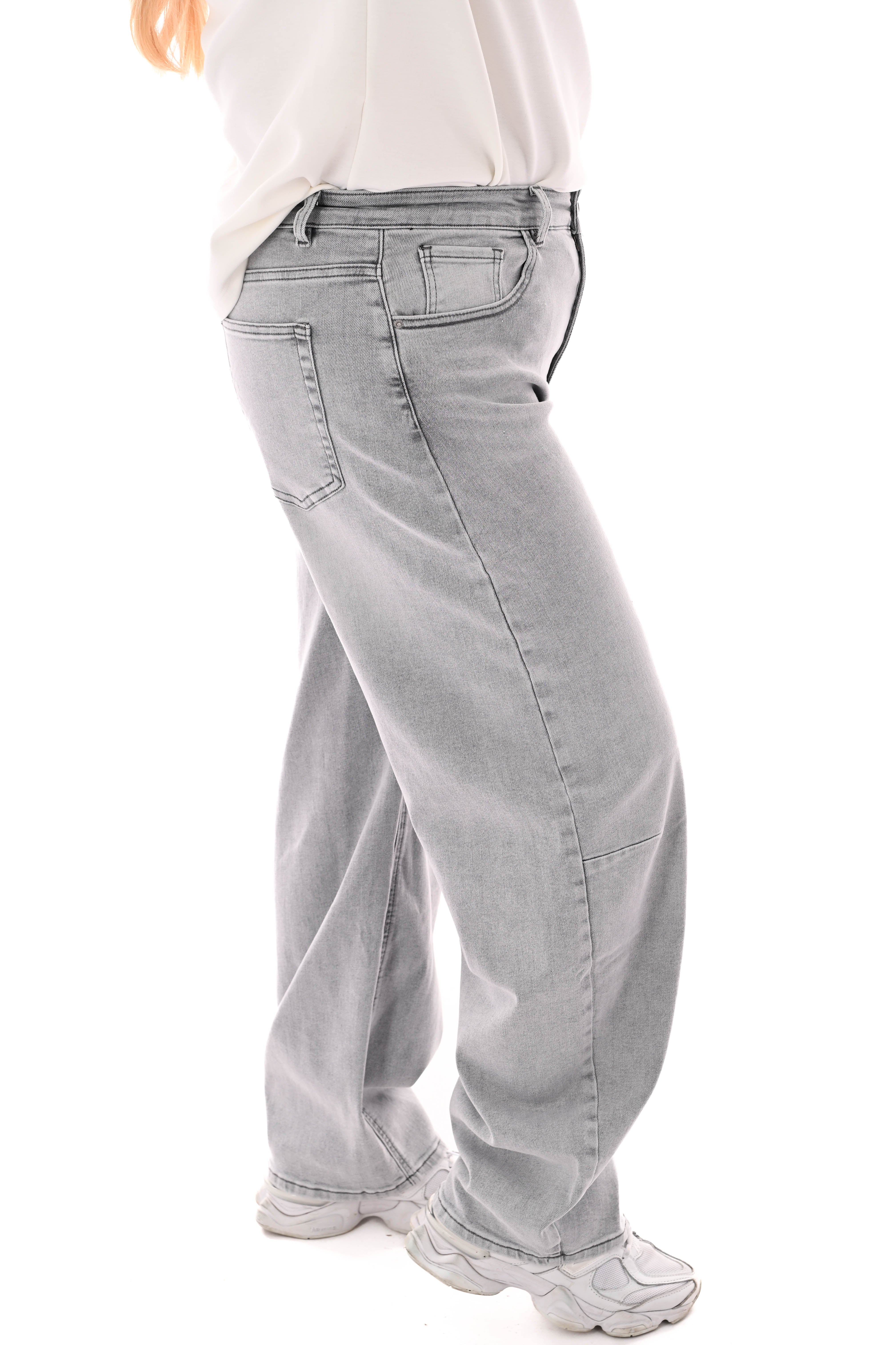 Laulia barrel jeans grijs