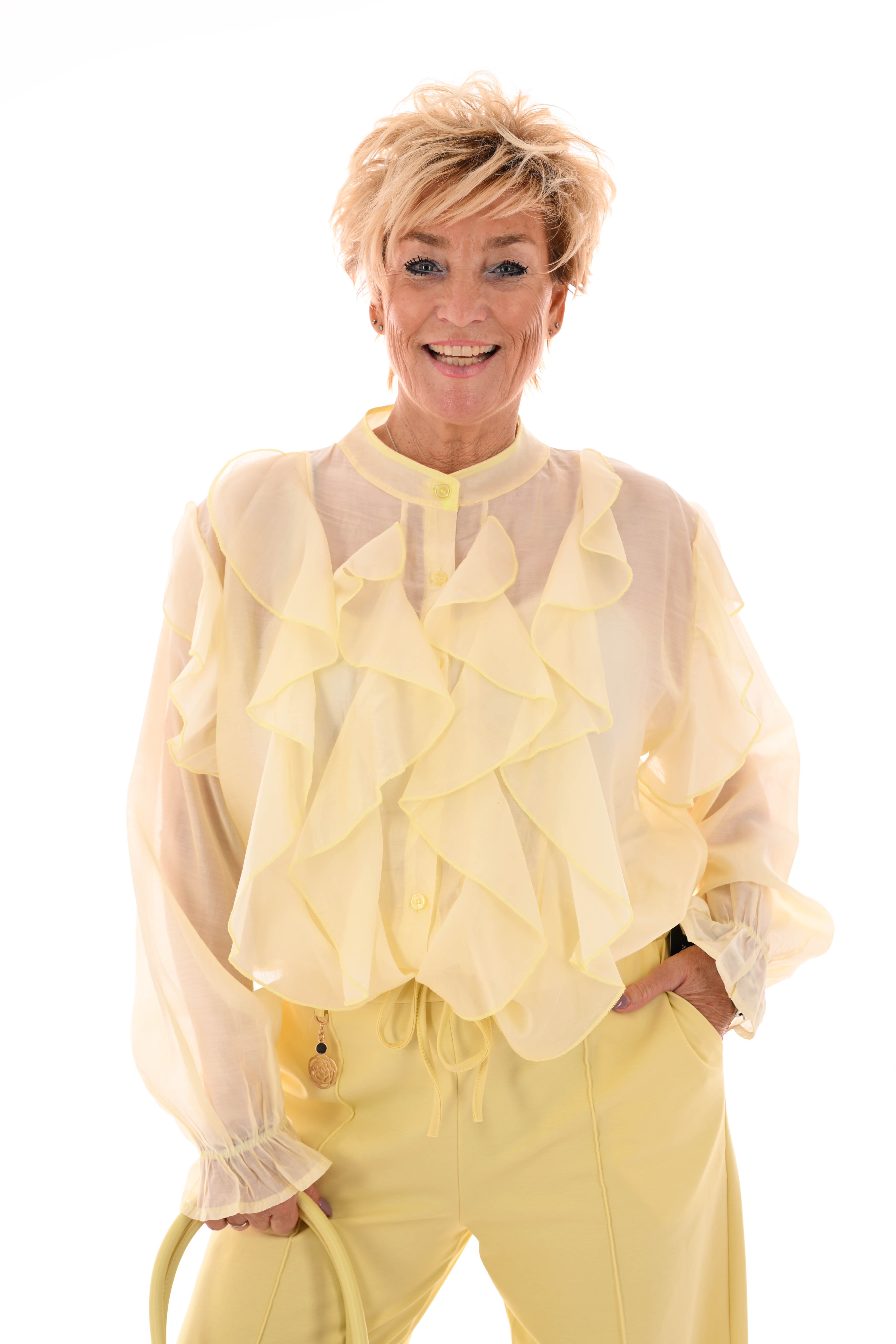 Blouse roezels lichtgeel