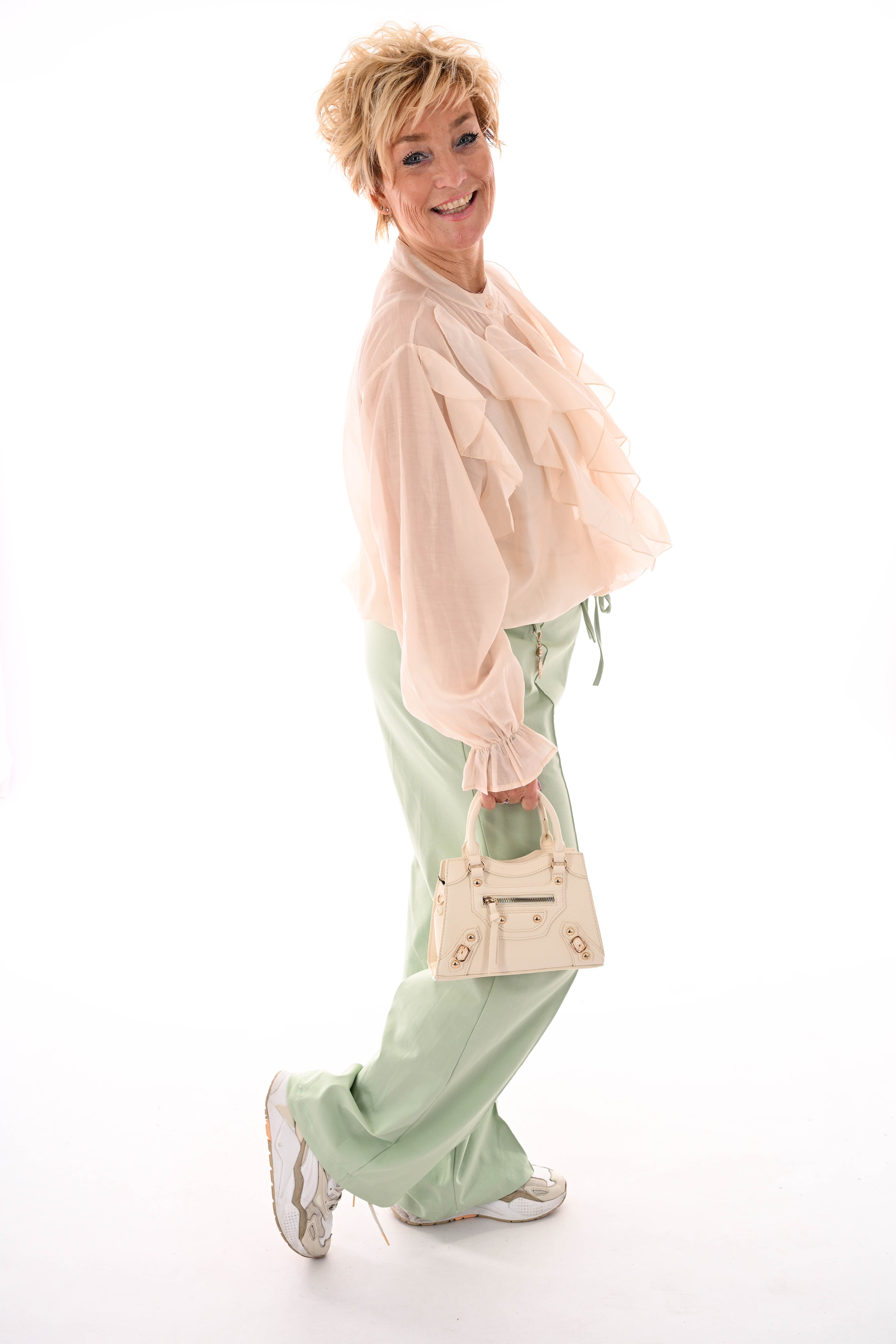 Blouse roezels beige