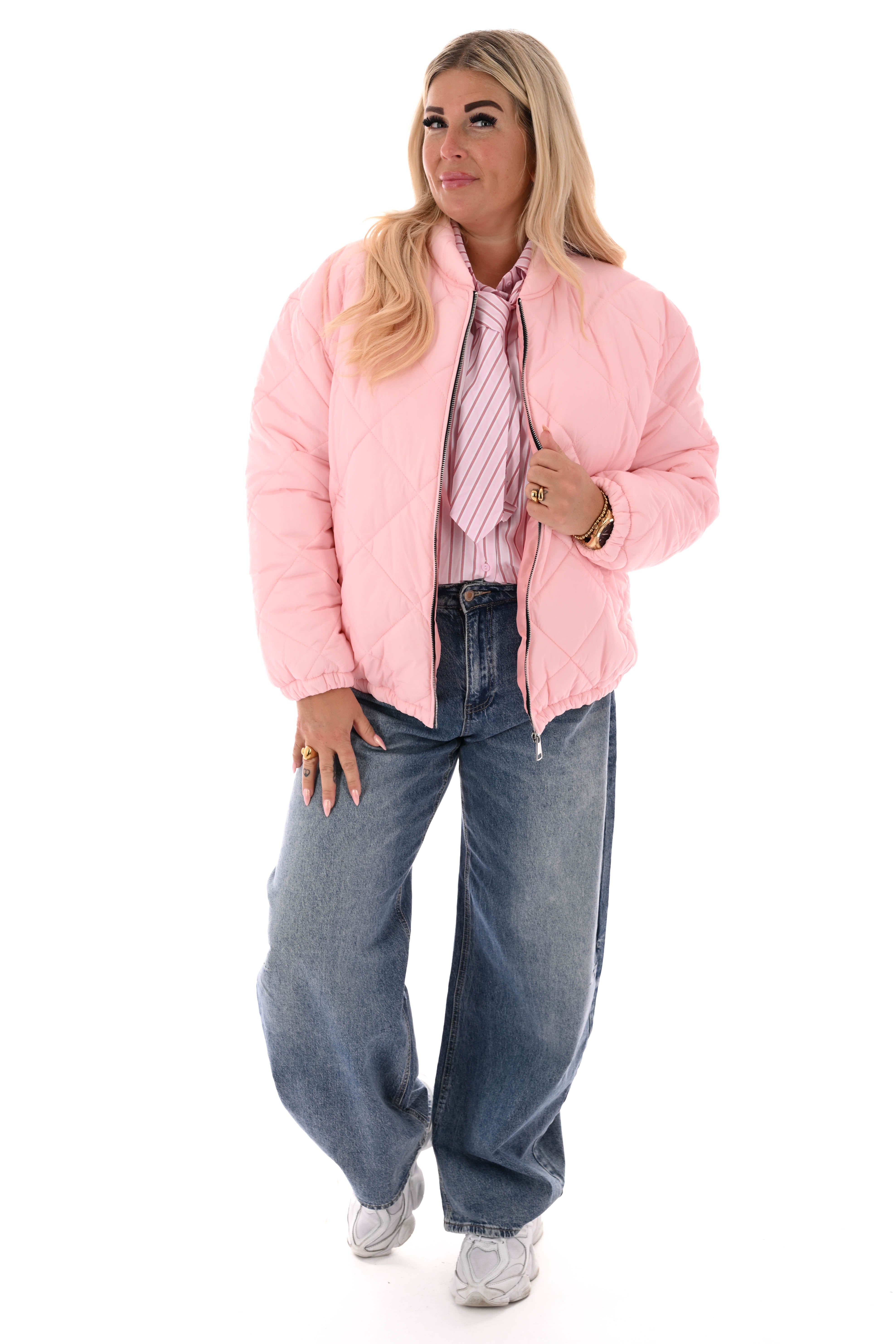 Kort jasje ruitpatroon lichtroze