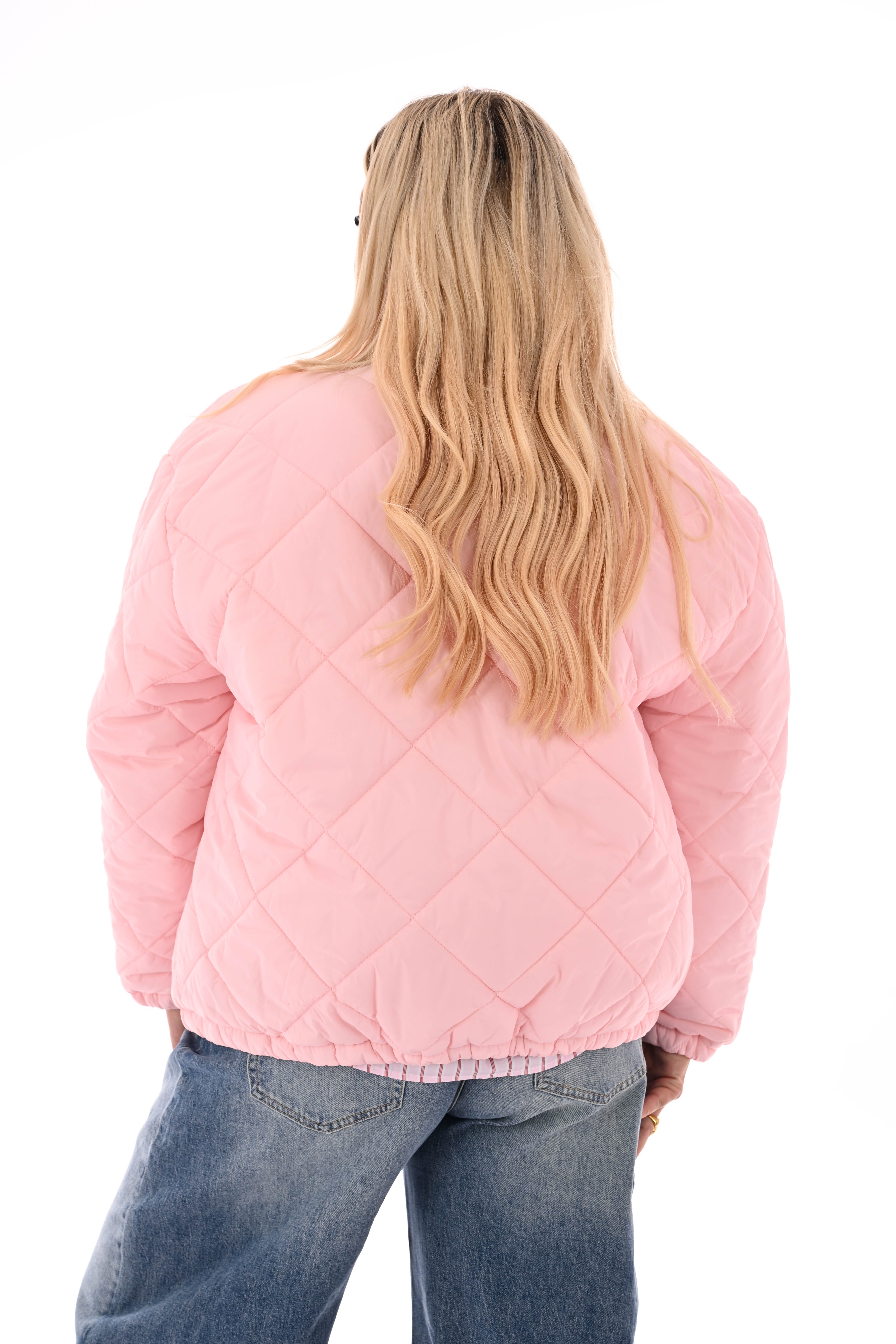 Kort jasje ruitpatroon lichtroze