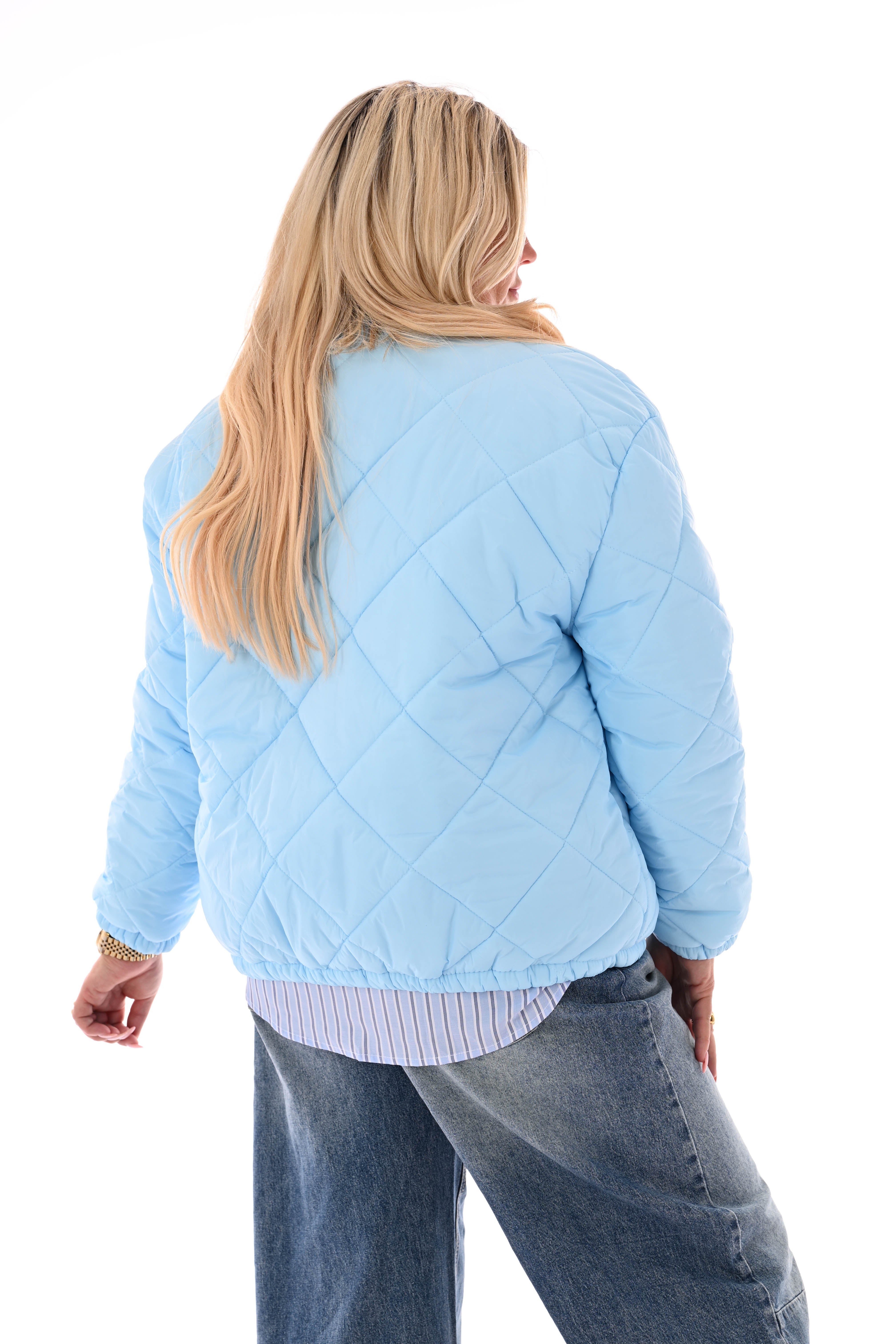 Kort jasje ruitpatroon lichtblauw