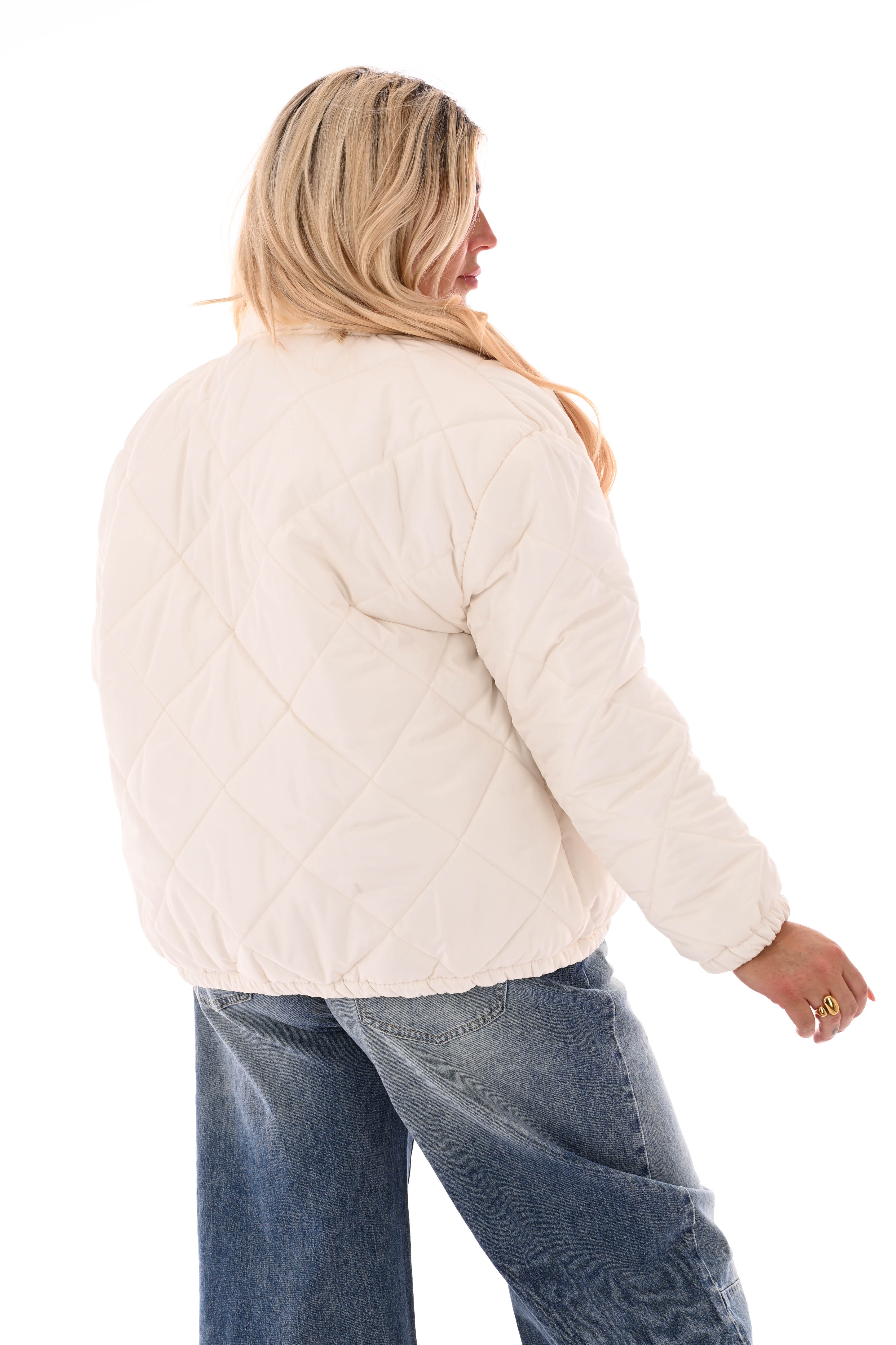 Kort jasje ruitpatroon roomwit