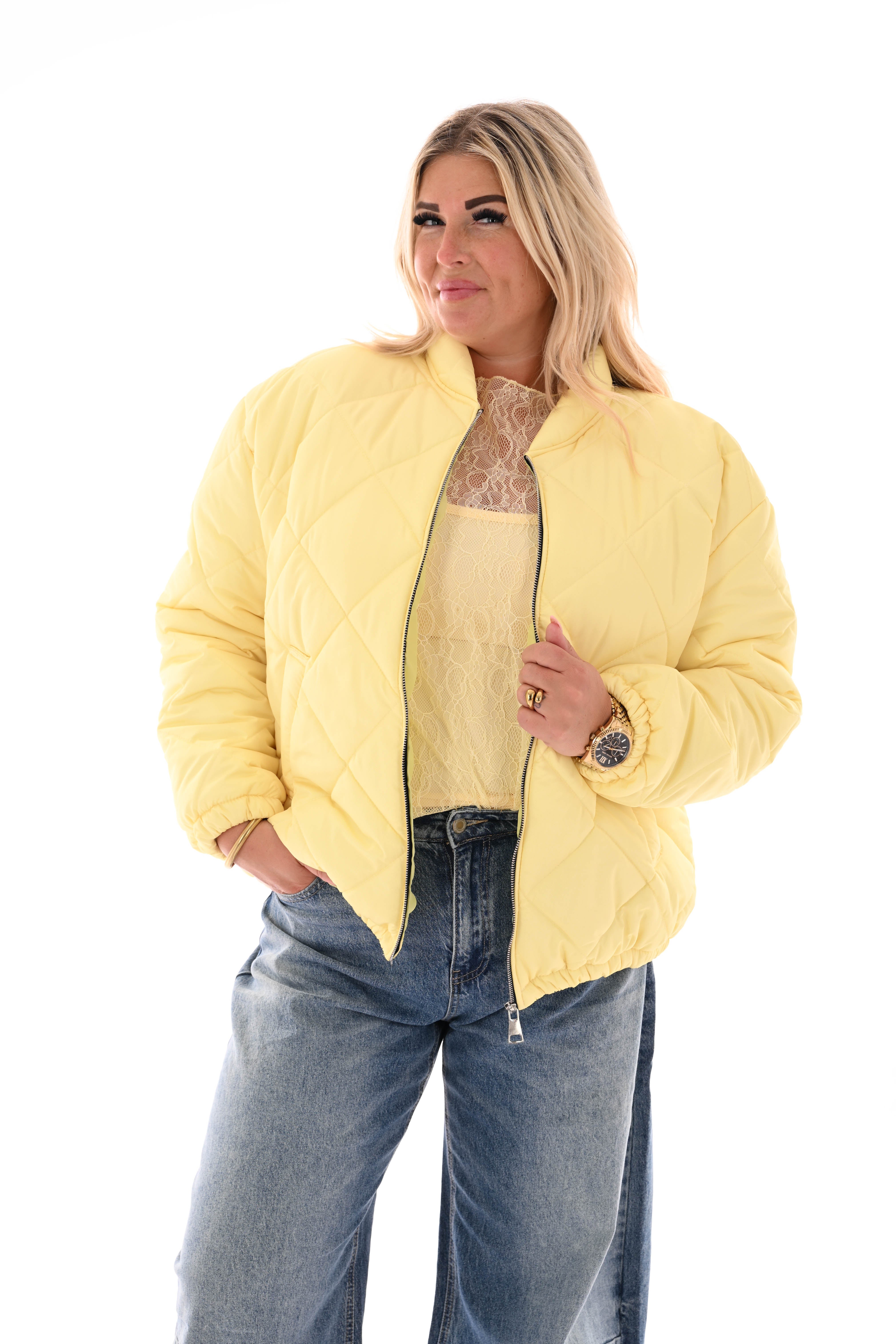 Kort jasje ruitpatroon geel