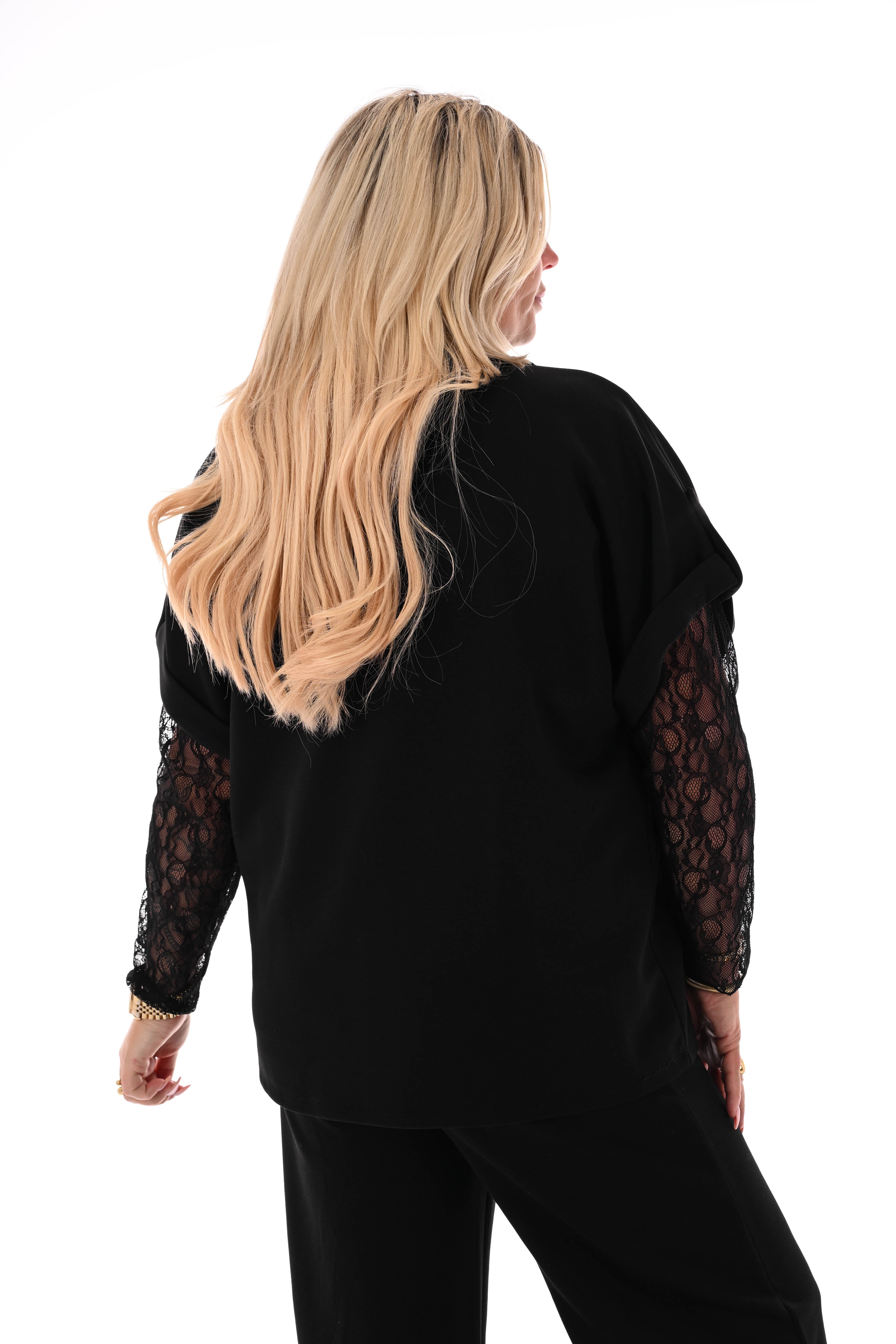 Jasje dubbele knoop ophaalmouwen zwart