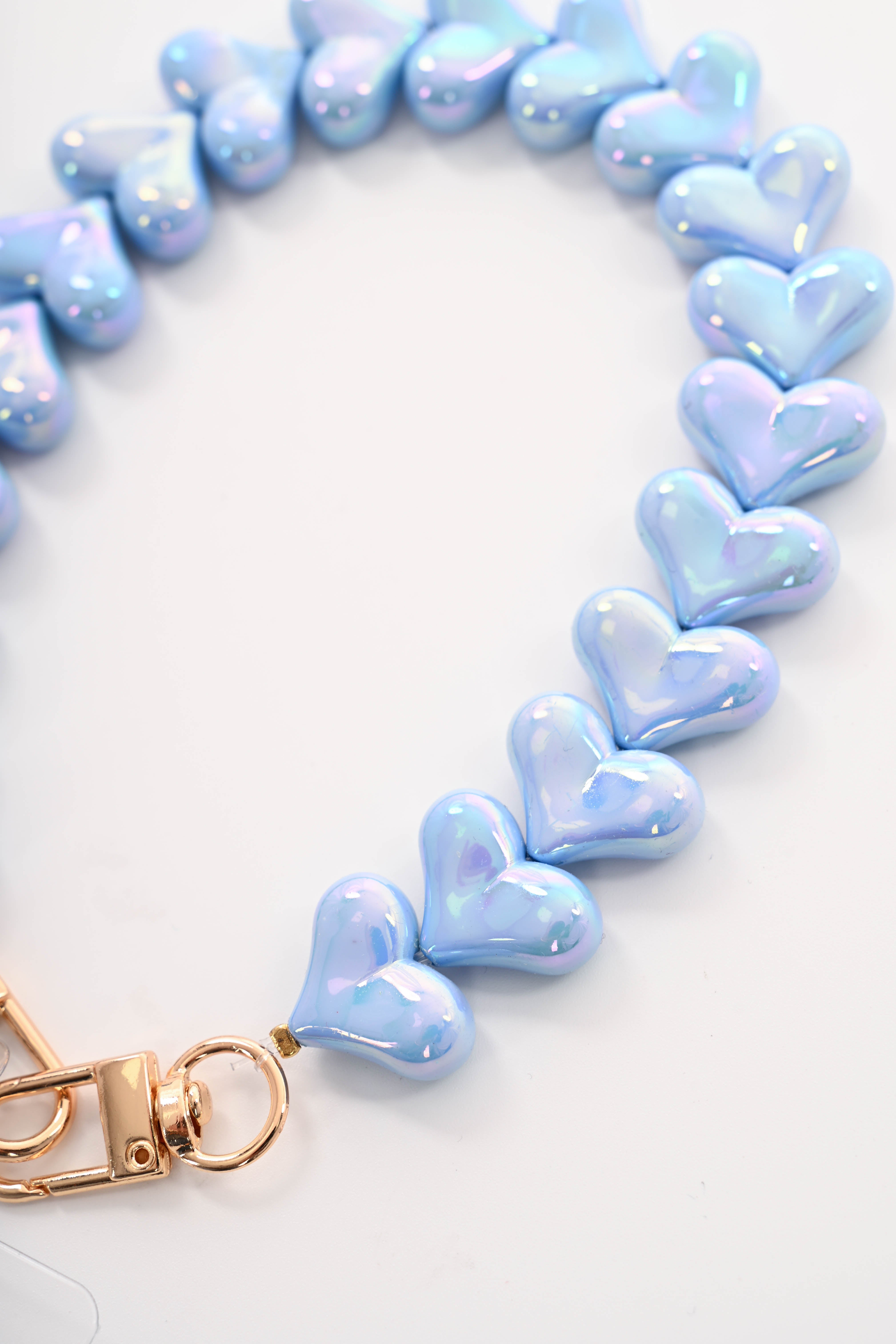 Telefoonkoord kort met hartjes blauw